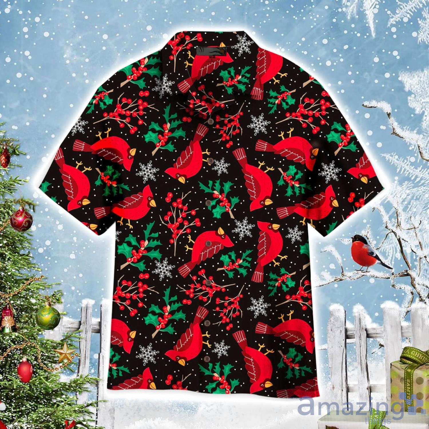 Red Cardinal Christmas Bird Pattern Aloha Cute Christmas Gift Cute Christmas Gift Hawaiian Shirt Product Photo 1