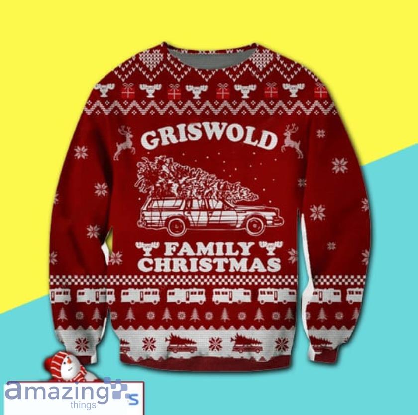 Red Grisworld Family Party Full Print Ugly Christmas Sweater Product Photo 1