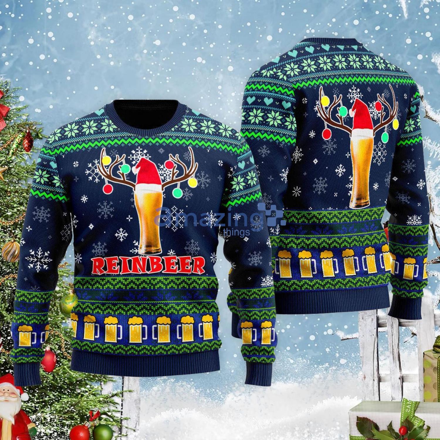 Reinbeer Christmas Beer Funny Christmas Gift Ugly Christmas Sweater Product Photo 1