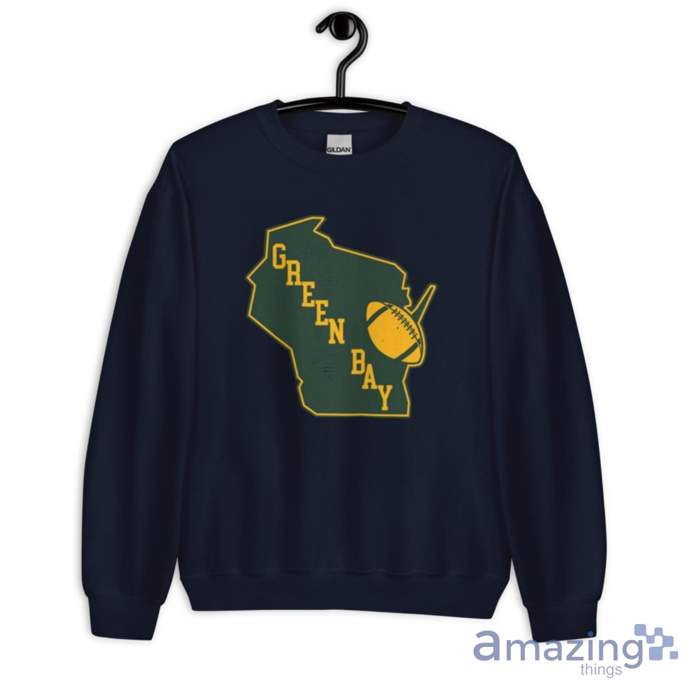 Retro Style Green Bay State Outline Design Shirt image Retro Style Green Bay State Outline Design Shirt - Unisex Crewneck Sweatshirt-1