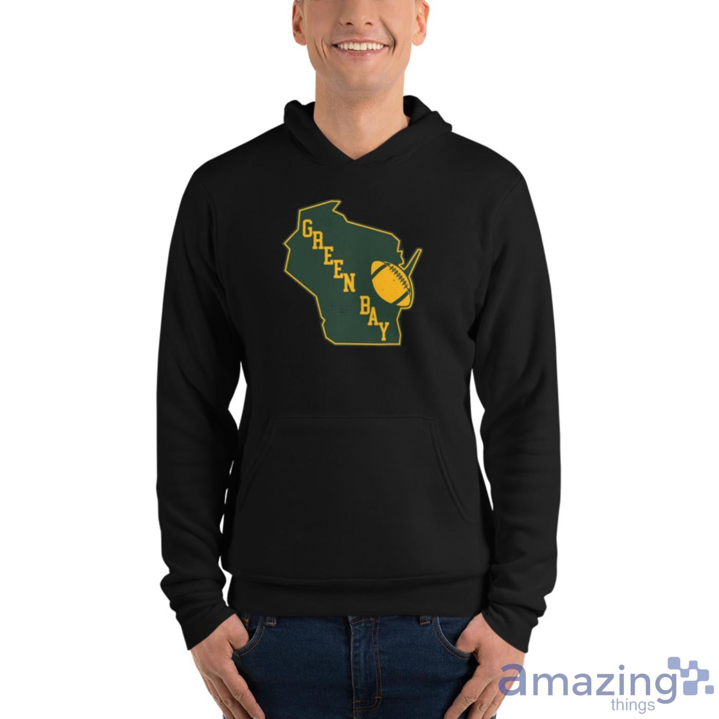 Retro Style Green Bay State Outline Design Shirt image Retro Style Green Bay State Outline Design Shirt - Unisex Fleece Pullover Hoodie