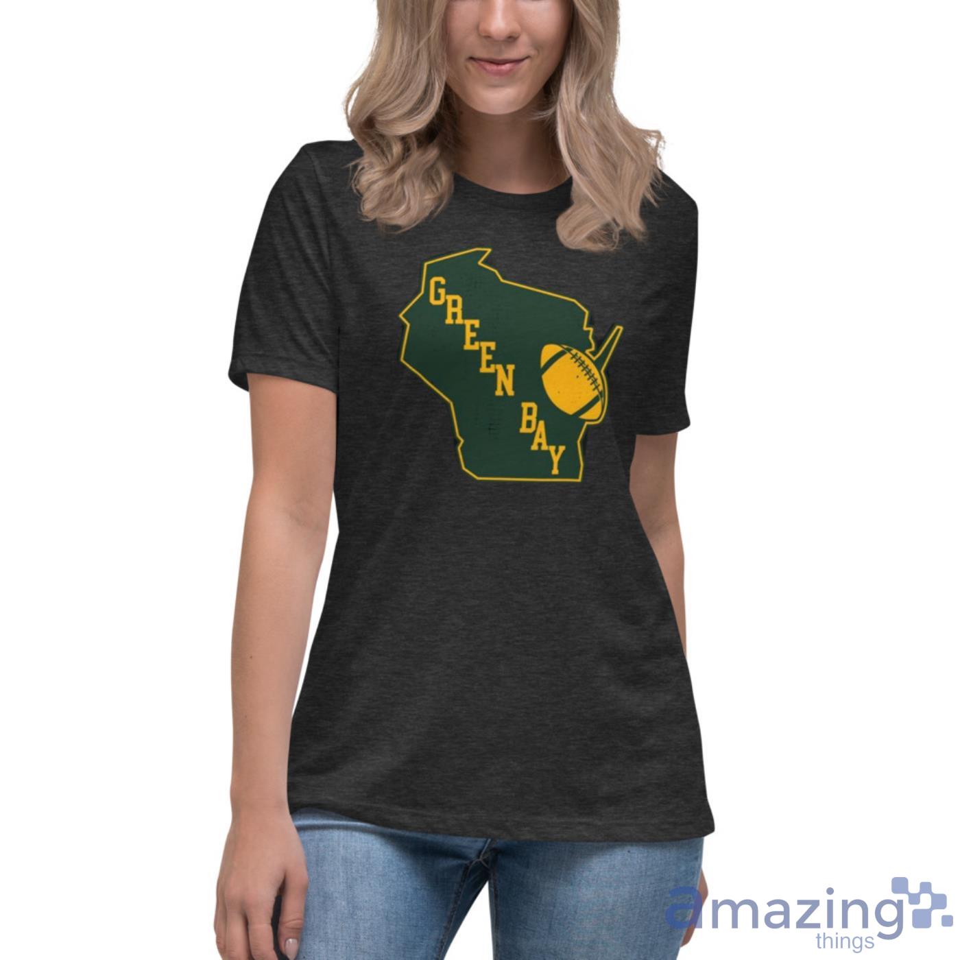 Retro Style Green Bay State Outline Design Shirt image Retro Style Green Bay State Outline Design Shirt - Womens Relaxed Short Sleeve Jersey Tee-1