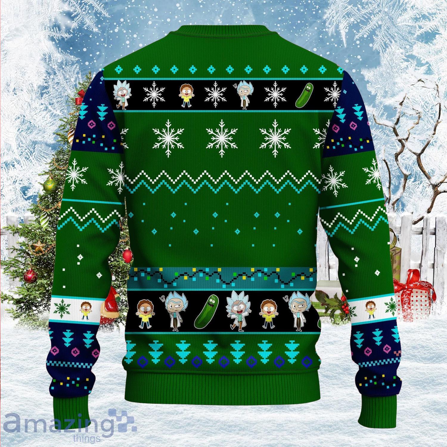 Rick And Morty Green Cute Christmas Gift Ugly Christmas Sweater image Rick And Morty Green Cute Christmas Gift Ugly Christmas Sweater Product Photo 2