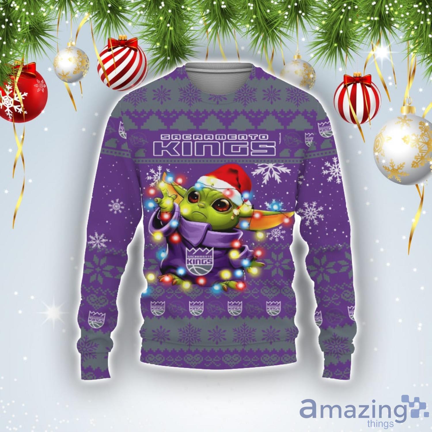Sacramento Kings Baby Yoda Star Wars Sports Football American Ugly Christmas Sweater Product Photo 1