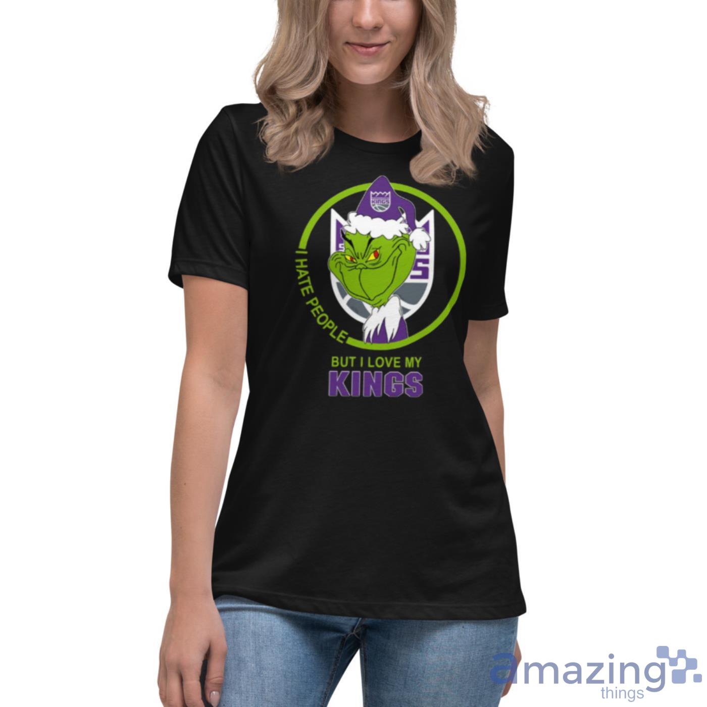 Sacramento Kings NBA Christmas Grinch I Hate People But I Love My Favorite Basketball Team Shirt image Sacramento Kings NBA Christmas Grinch I Hate People But I Love My Favorite Basketball Team Shirt - Womens Relaxed Short Sleeve Jersey Tee