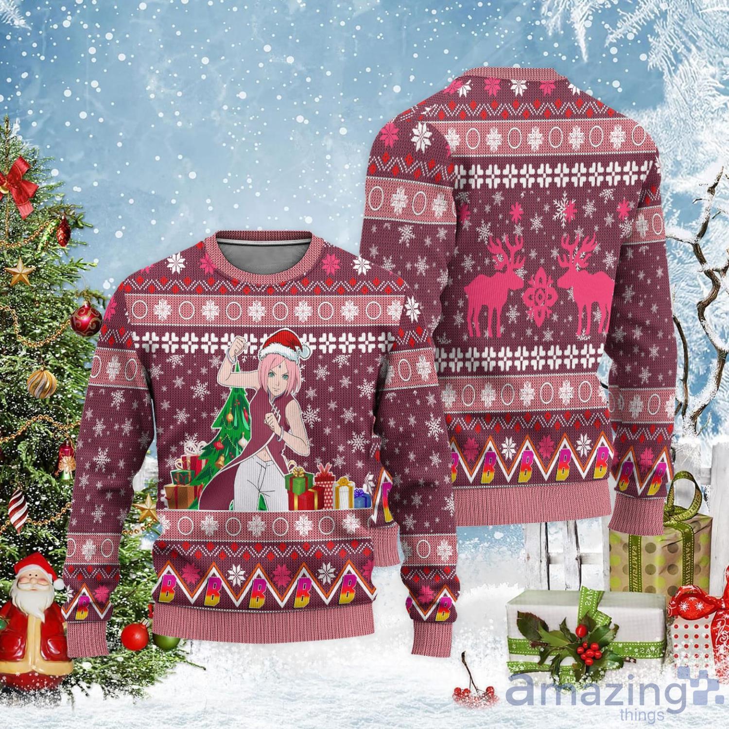 Sakura Ugly Christmas Sweater Boruto Custom Christmas Gift For Anime Lover Product Photo 1