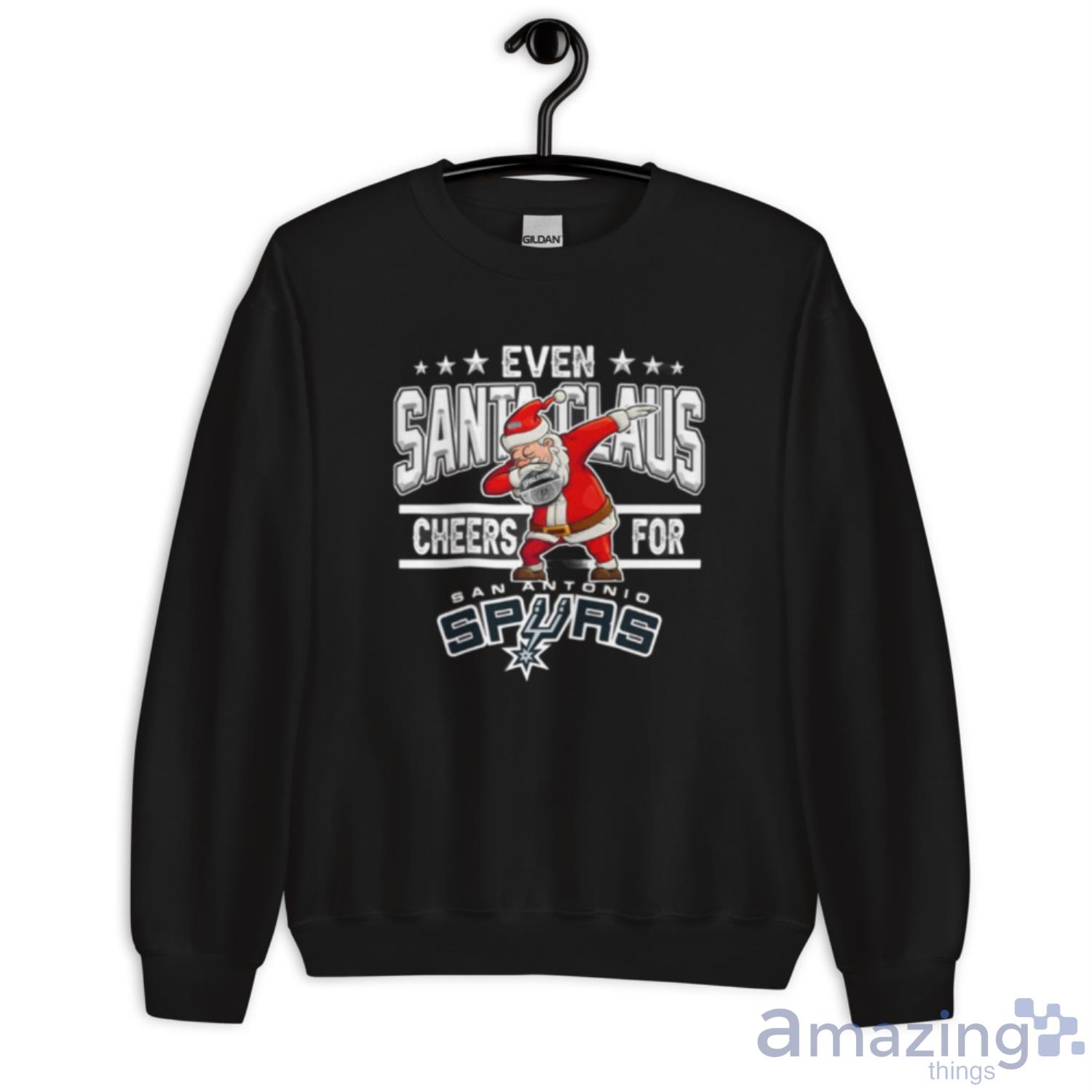San Antonio Spurs Even Santa Claus Cheers For Christmas NBA Shirt For Fans image San Antonio Spurs Even Santa Claus Cheers For Christmas NBA Shirt For Fans - Unisex Crewneck Sweatshirt