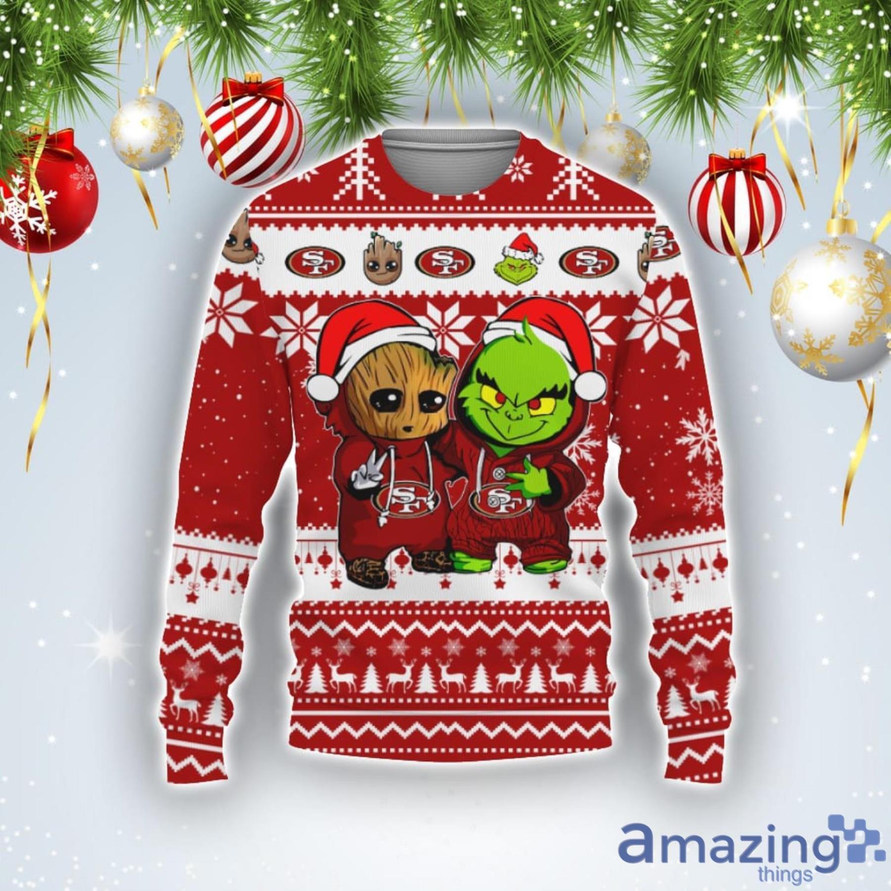 Grinch San Francisco 49ers 3D Ugly Christmas Sweater - T-shirts