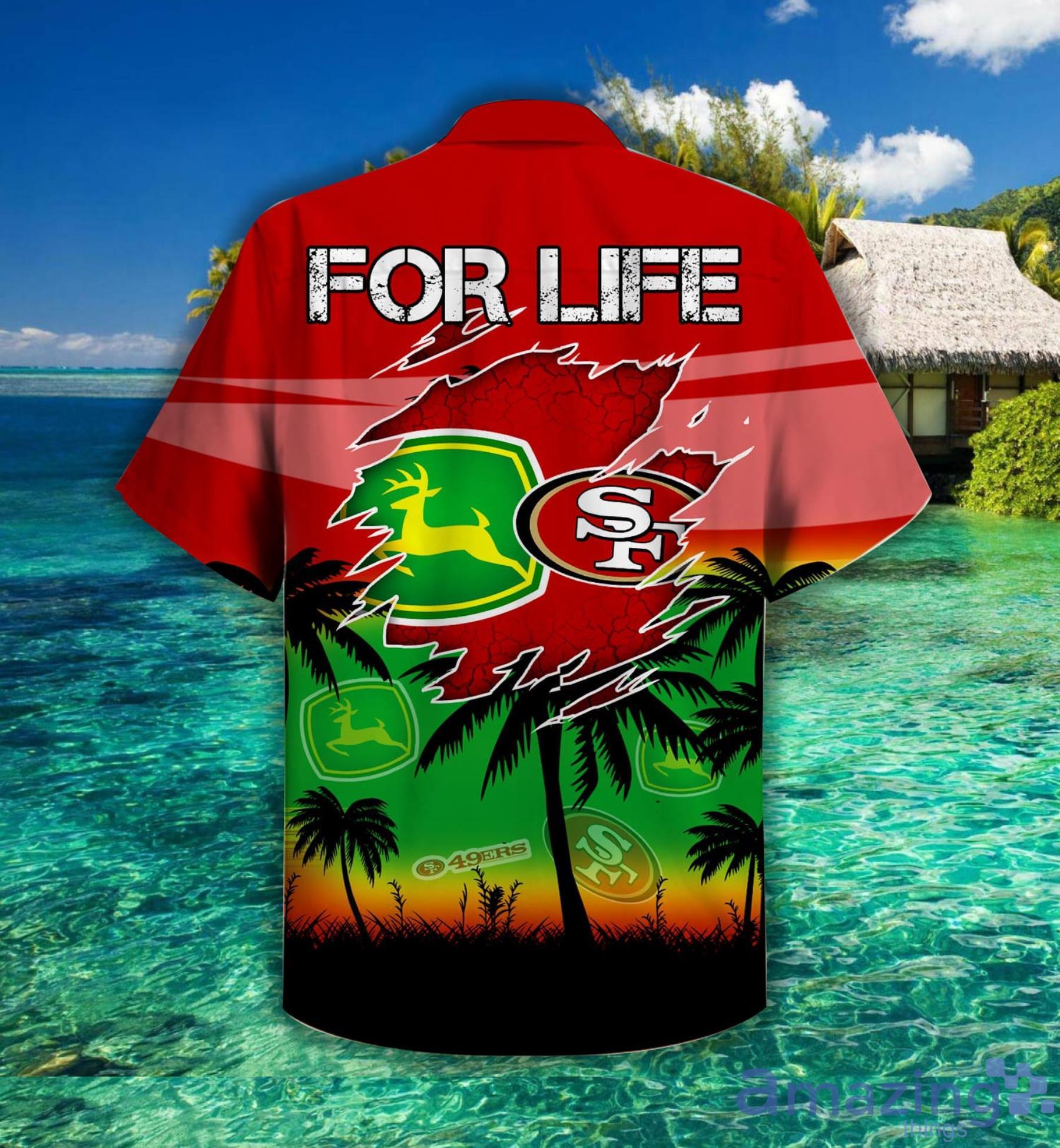 San Francisco 49Ers John Deere Hawaiian Shirt John Deere Apparel John Deere  Shirts New - Revetee