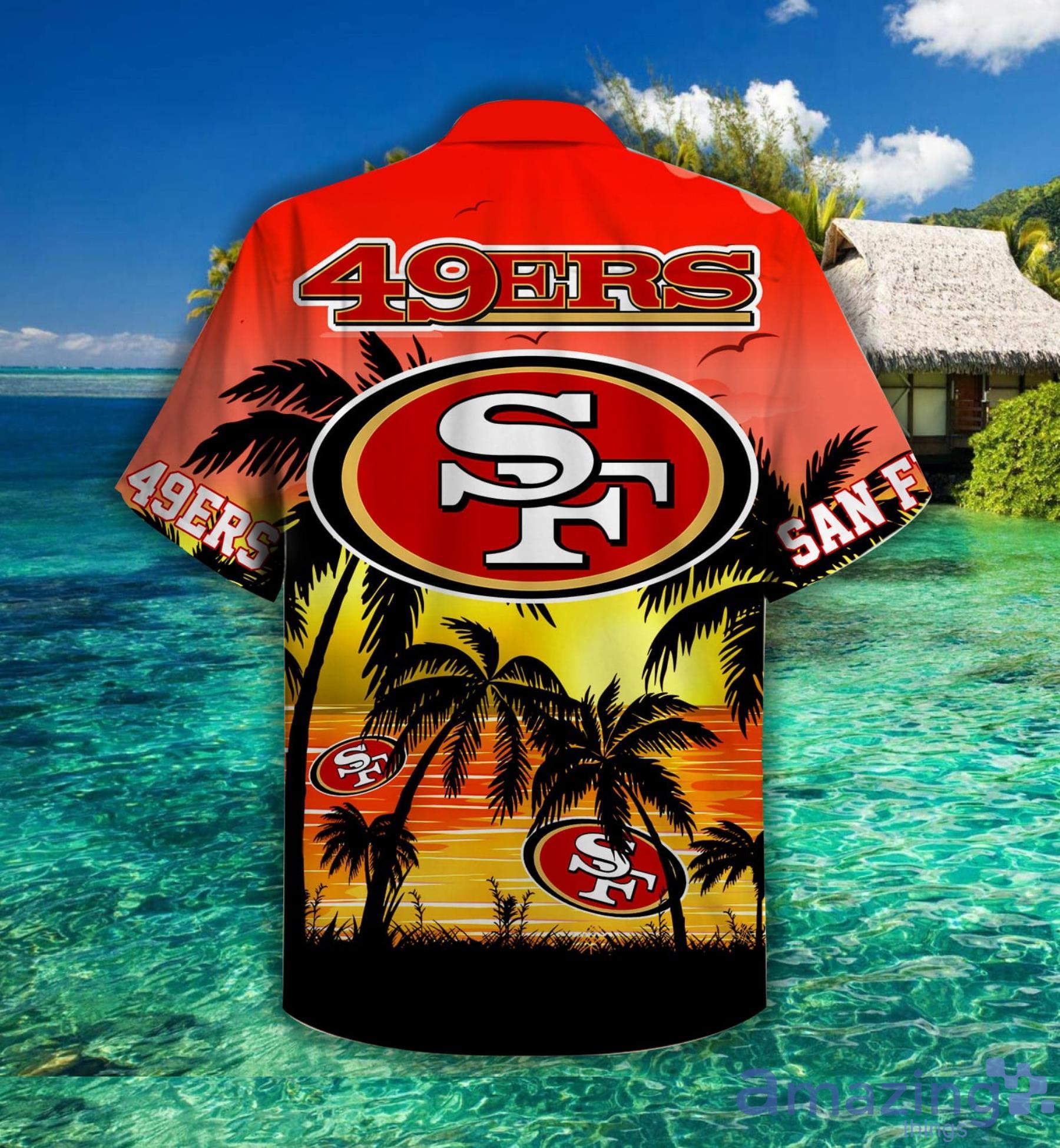 San Francisco 49ers NFL Mens Tropical Sunset Button Up Shirt