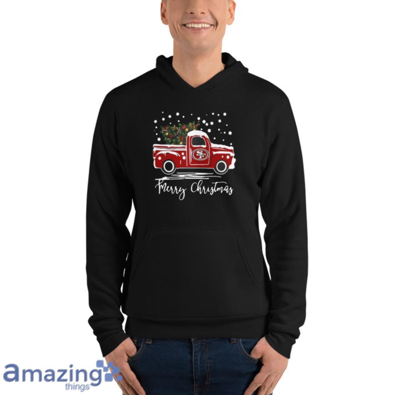 San Francisco 49Ers Pickup Truck Christmas Shirt image San Francisco 49Ers Pickup Truck Christmas Shirt - Unisex Fleece Pullover Hoodie