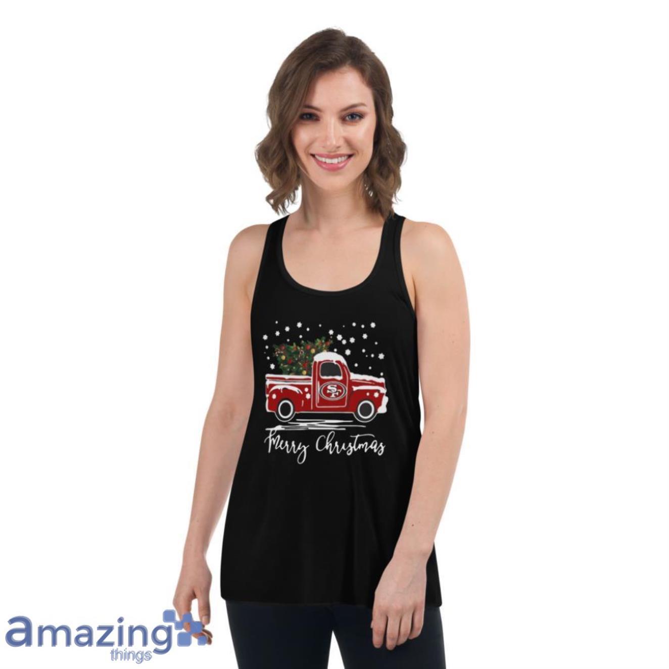 San Francisco 49Ers Pickup Truck Christmas Shirt image San Francisco 49Ers Pickup Truck Christmas Shirt - Womens Flowy Racerback Tank