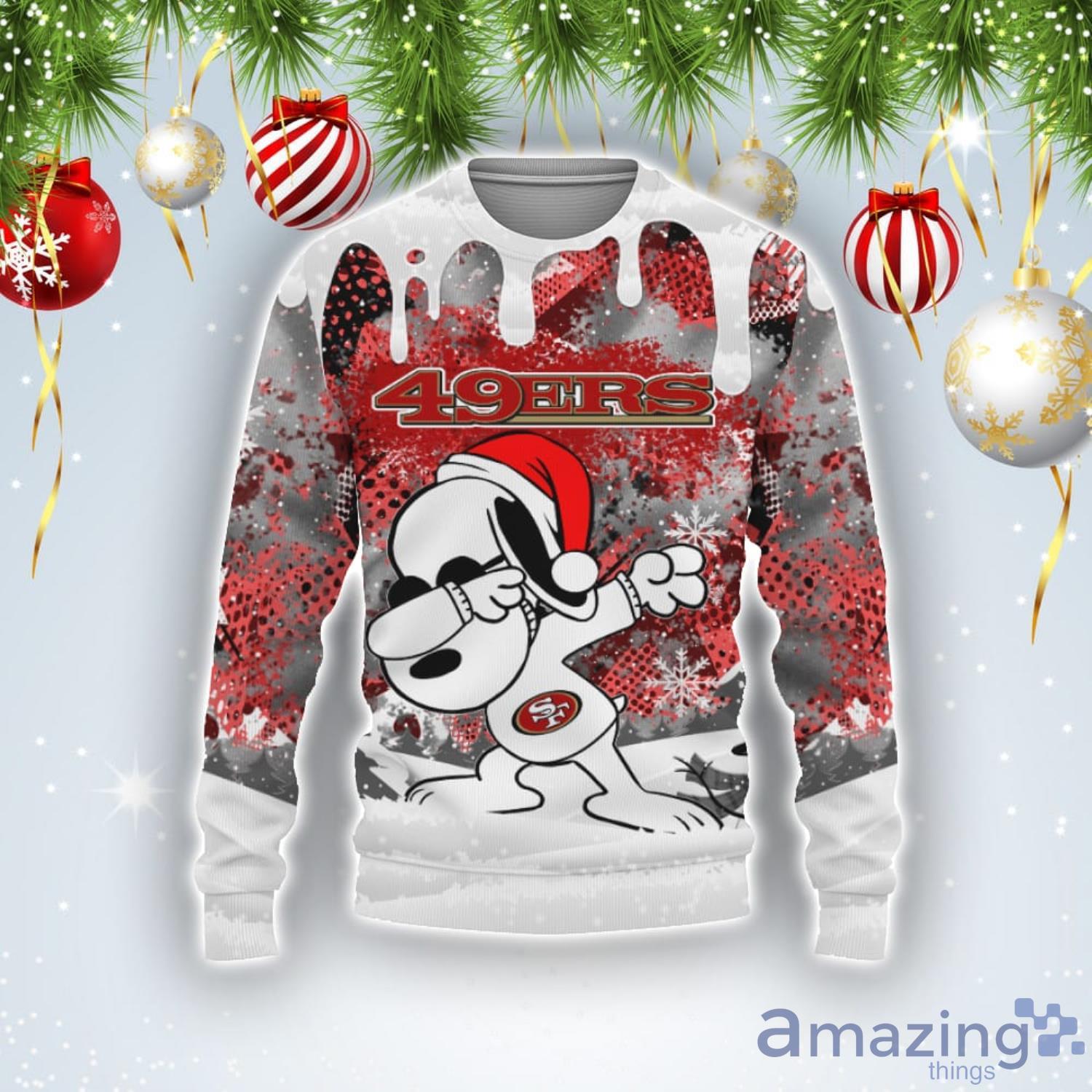 San Francisco 49ers Snoopy Dabbing The Peanuts Sports Football American Ugly Christmas Sweater Product Photo 1