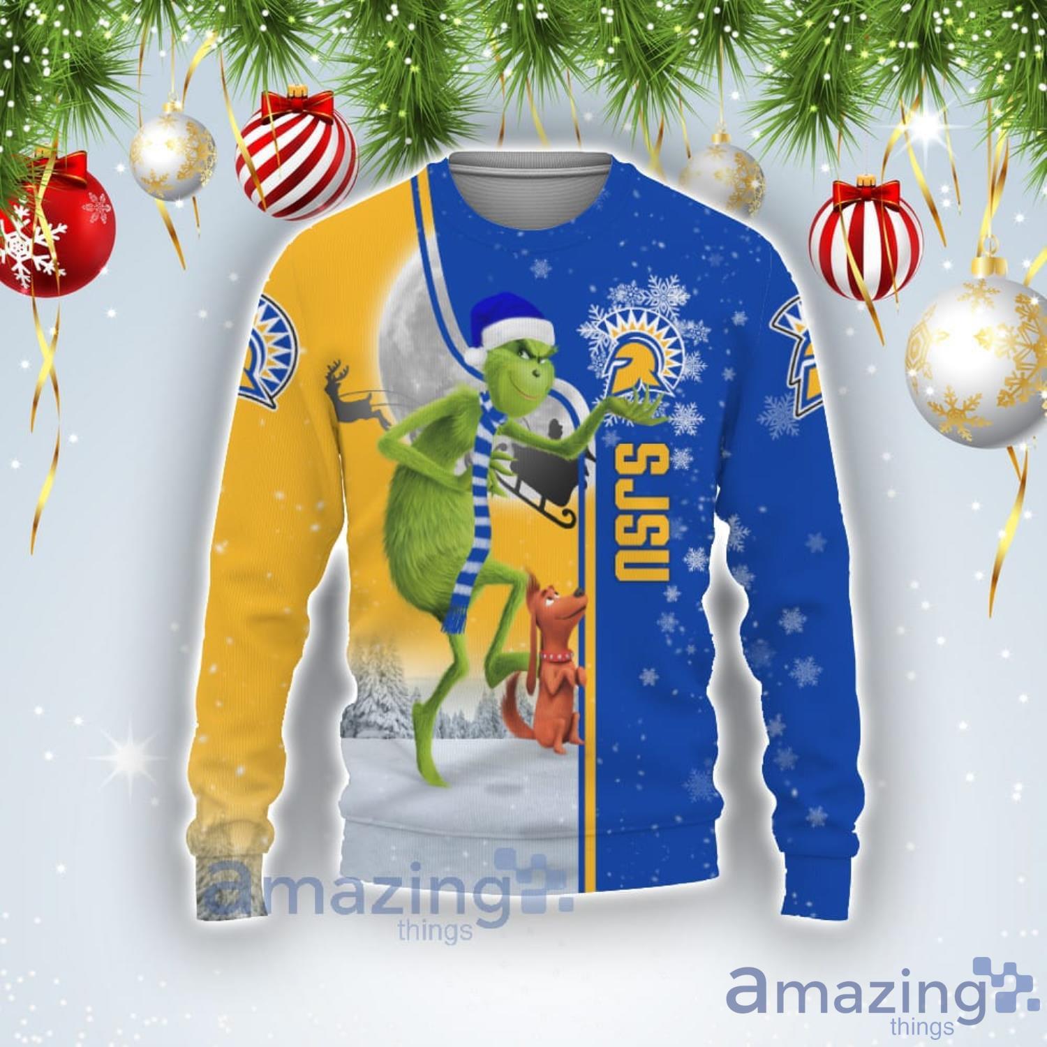 San Jose State Spartans Funny Grinch Ugly Christmas Sweater Product Photo 1