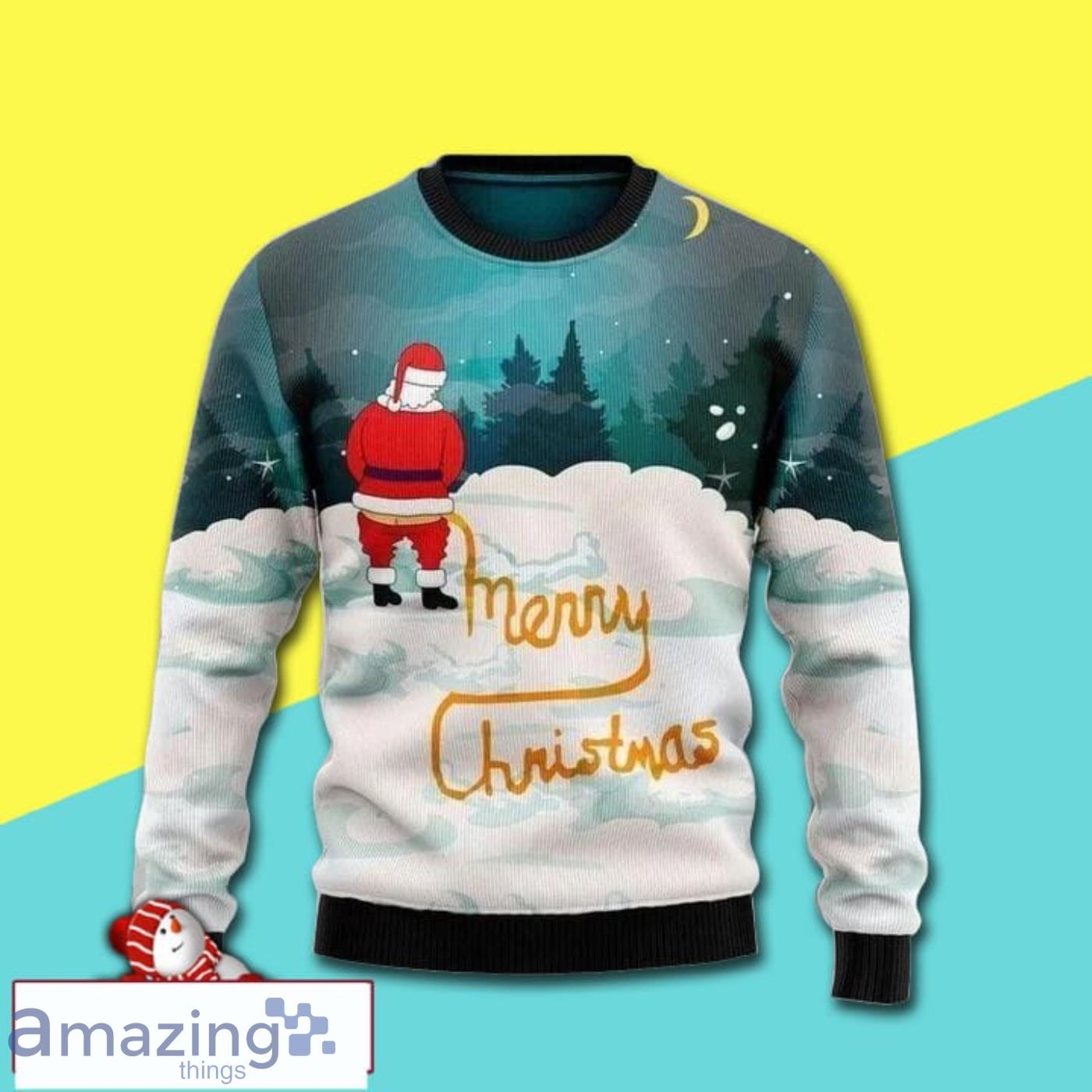 Santa Claus In Winter Merry Christmas Full Print Ugly Christmas Sweater Product Photo 1