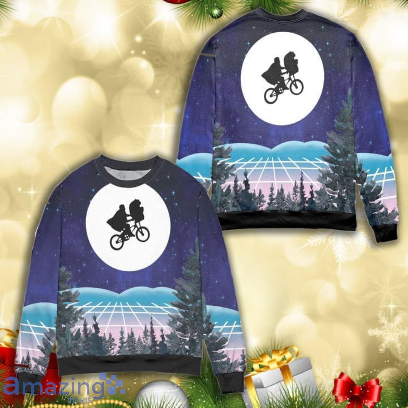 Santa Claus Xmas Night Knitting Pattern 3D Ugly Christmas Sweater Product Photo 1