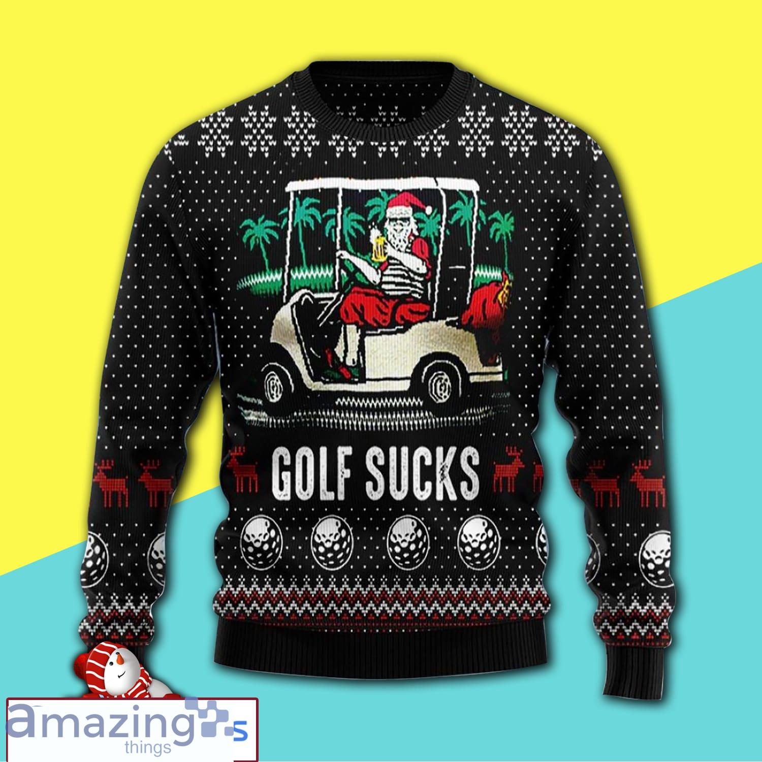 Santa Clause And Golf Sucks All Over Print Ugly Christmas Sweater Product Photo 1