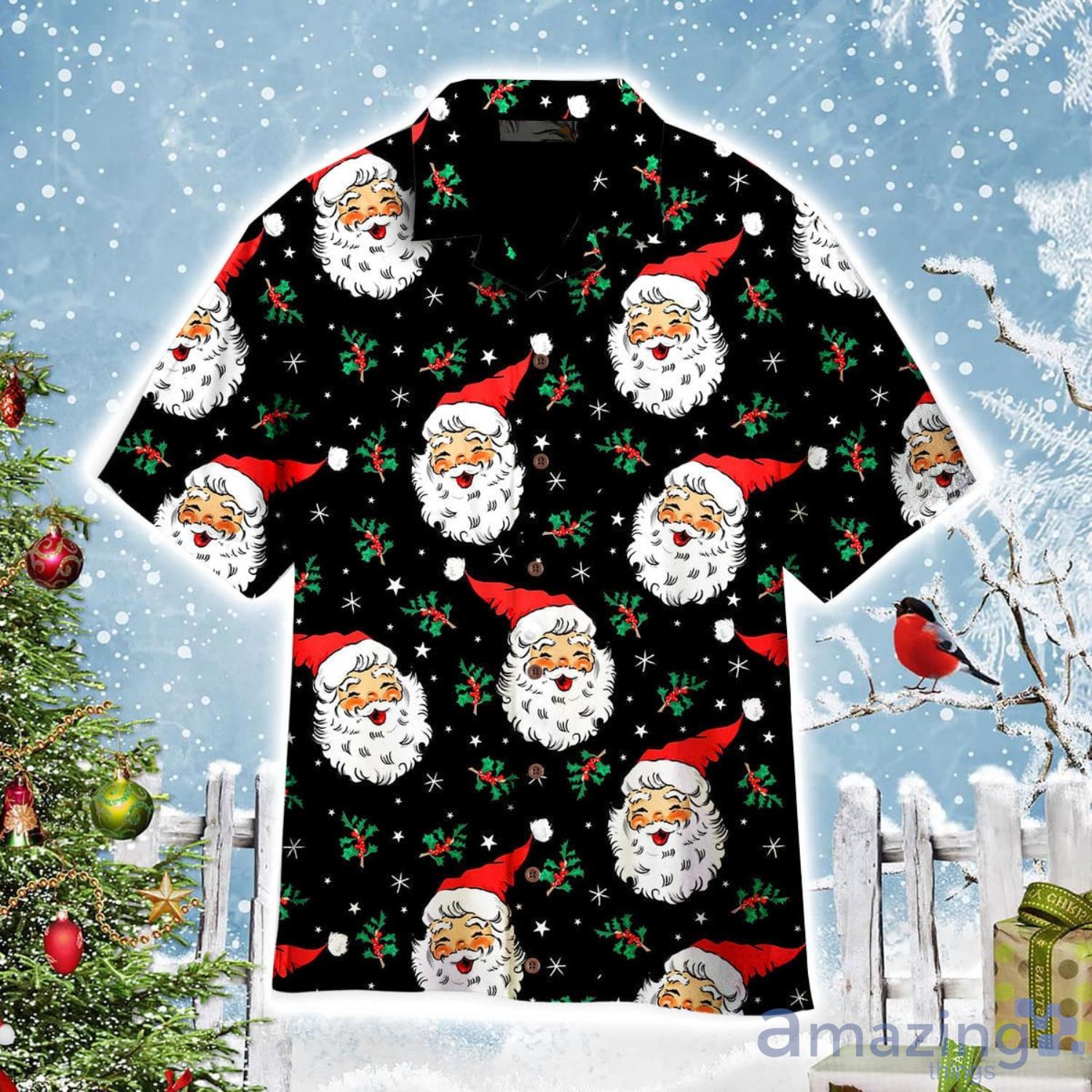 Santa Holly Snow Flakes Joyful Christmas Pattern Aloha Cute Christmas Gift Cute Christmas Gift Hawaiian Shirt Product Photo 1