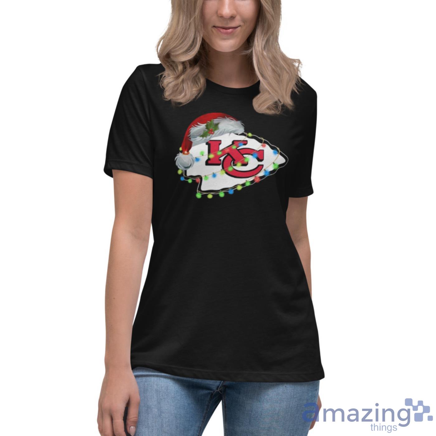 Funny Santa Kansas City Chiefs logo light Christmas Shirt - ValleyTee