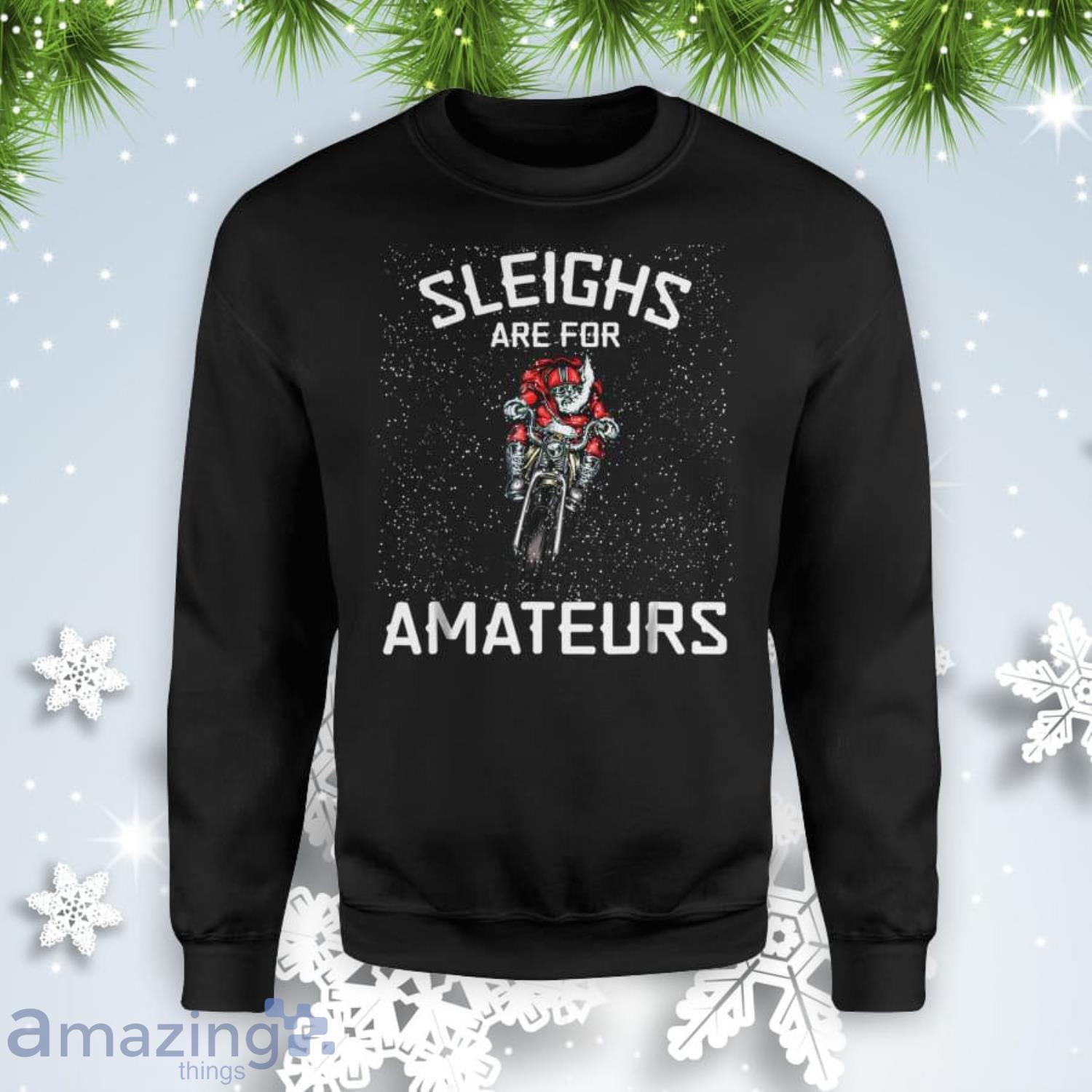Santa Motocycle Snow Saint Nick Christmas Sweatshirt Product Photo 1