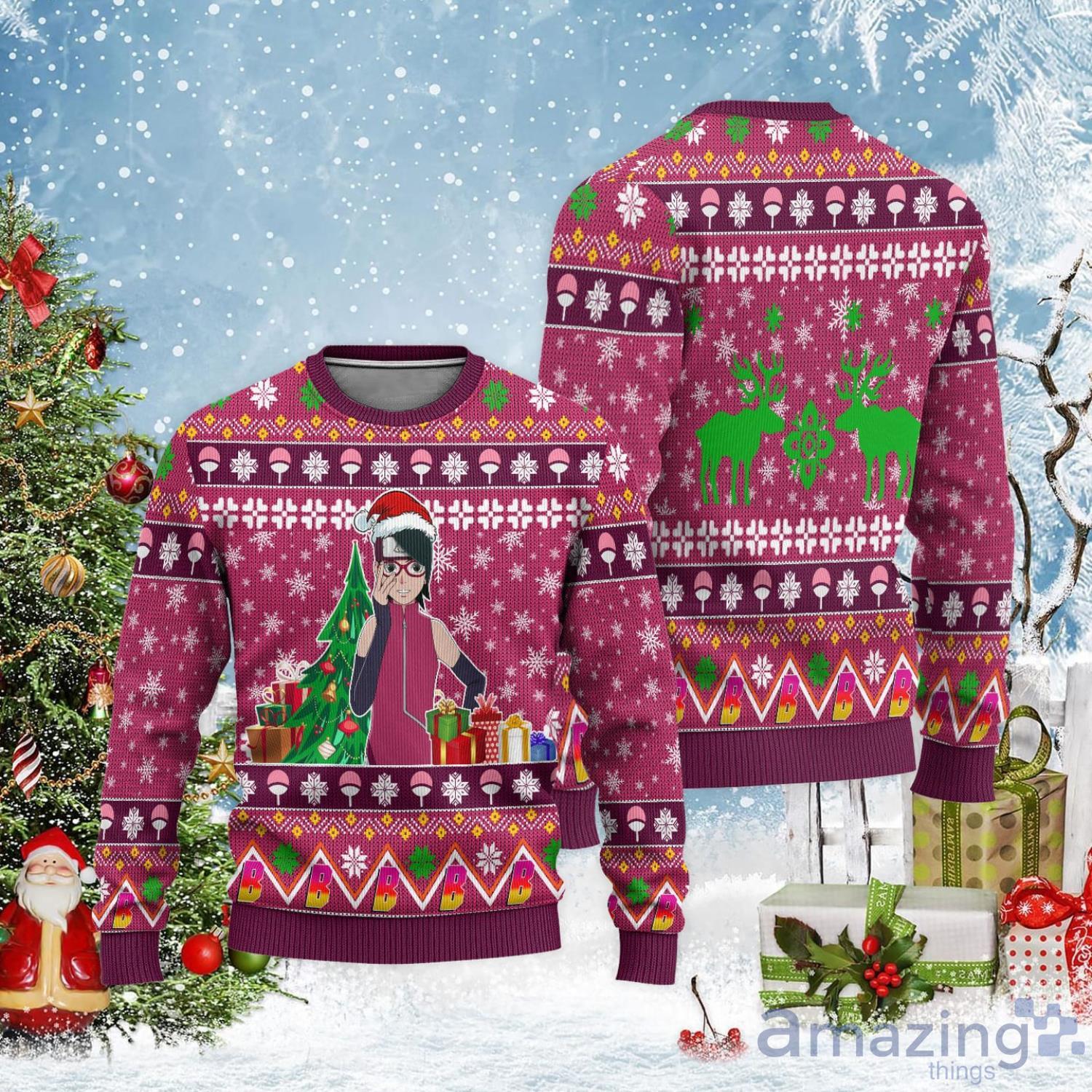 Sarada Ugly Christmas Sweater Boruto Custom Christmas Gift For Anime Lover Product Photo 1