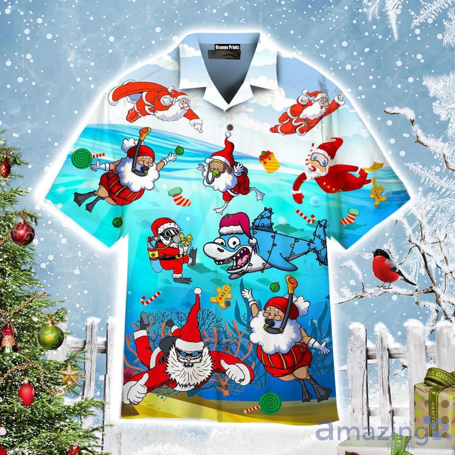 Scuba Diving Santa Claus Christmas Aloha Cute Christmas Gift Cute Christmas Gift Hawaiian Shirt Product Photo 1