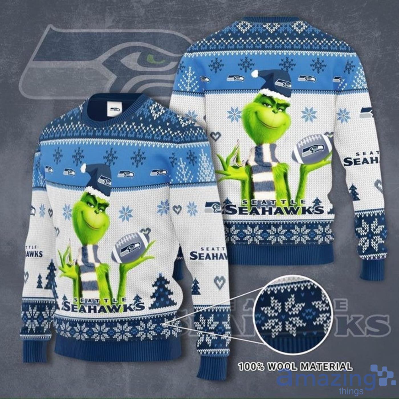 Seattle Football Grinch Ugly Christmas Sweater Product Photo 1