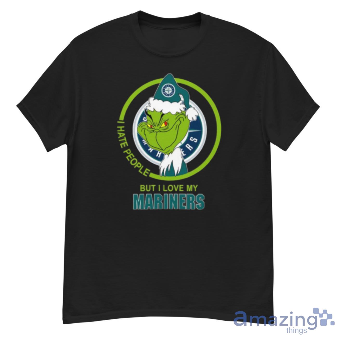 Seattle Mariners MLB Christmas Grinch I Hate People But I Love My Favorite Baseball Team Shirt - G500 Men’s Classic T-Shirt