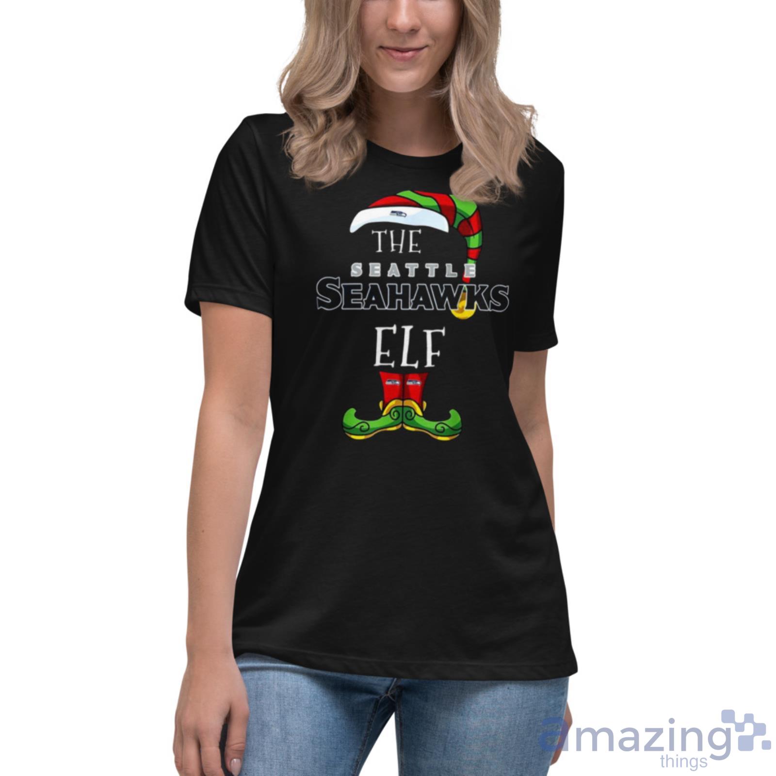 Seattle Seahawks Christmas Elf Funny Nfl Shirt image Seattle Seahawks Christmas Elf Funny Nfl Shirt - Womens Relaxed Short Sleeve Jersey Tee
