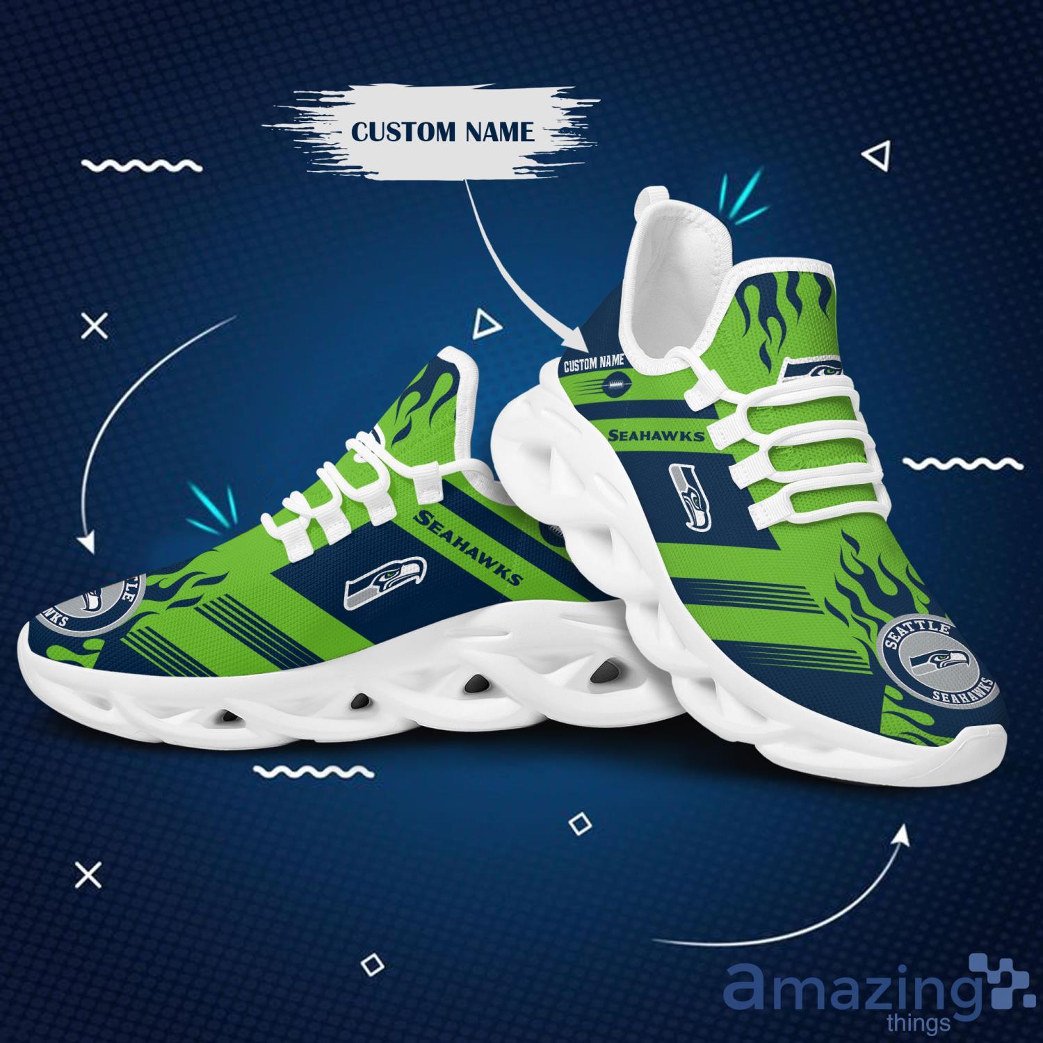 Seattle Seahawks Custom Name Max Soul Sneaker Running Shoes image Seattle Seahawks Custom Name Max Soul Sneaker Running Shoes Product Photo 2