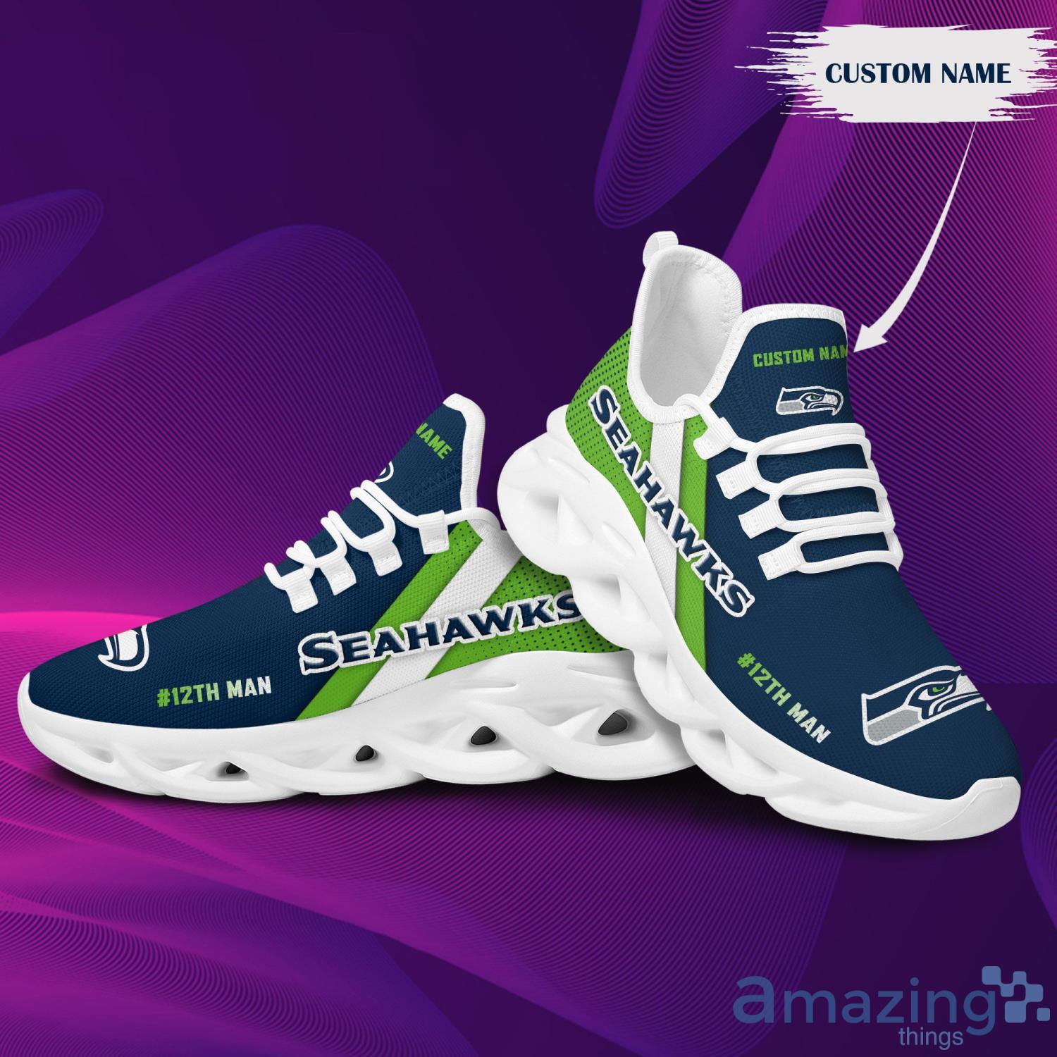 Seattle Seahawks Custom Name Max Soul Sneaker Running Shoes For Men And Women image Seattle Seahawks Custom Name Max Soul Sneaker Running Shoes For Men And Women Product Photo 3
