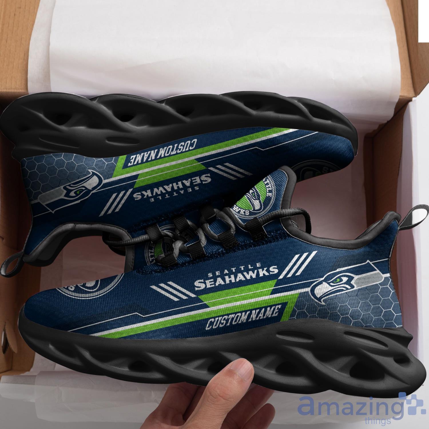 Seattle Seahawks Sport Sneakers NFL Max Soul Shoes - Banantees