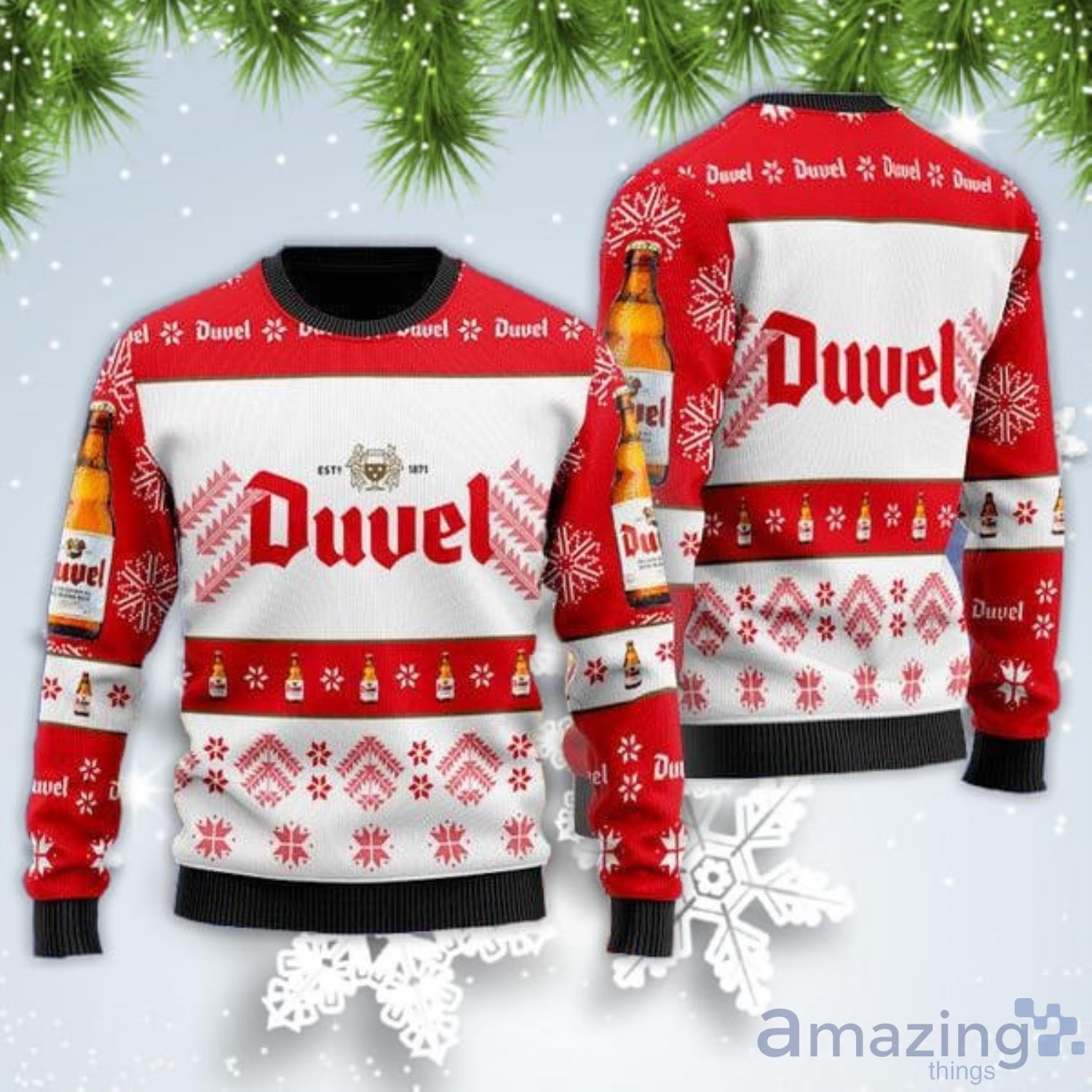 Simplee Duvel Beer Christmas Gift Ugly Christmas Sweater Product Photo 1