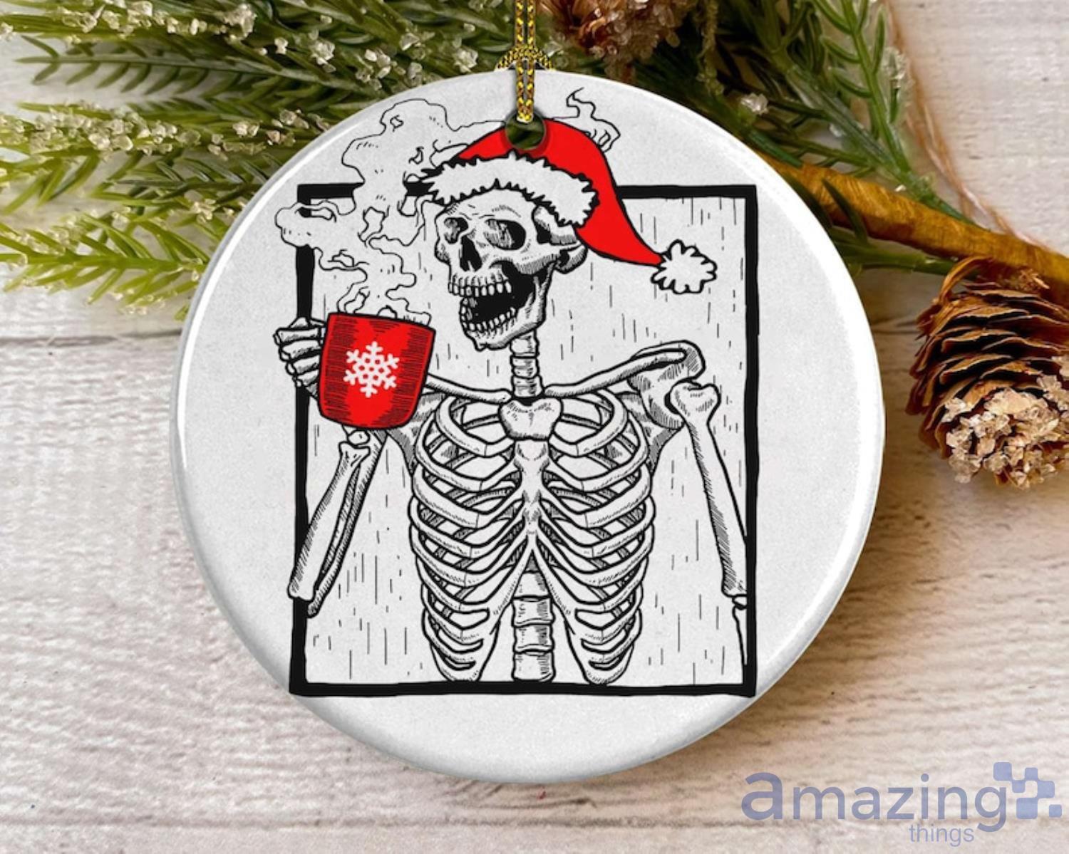 Skeleton Skellington Drink Hot Cocoa Ornament Skeleton Santa Ornament Product Photo 1