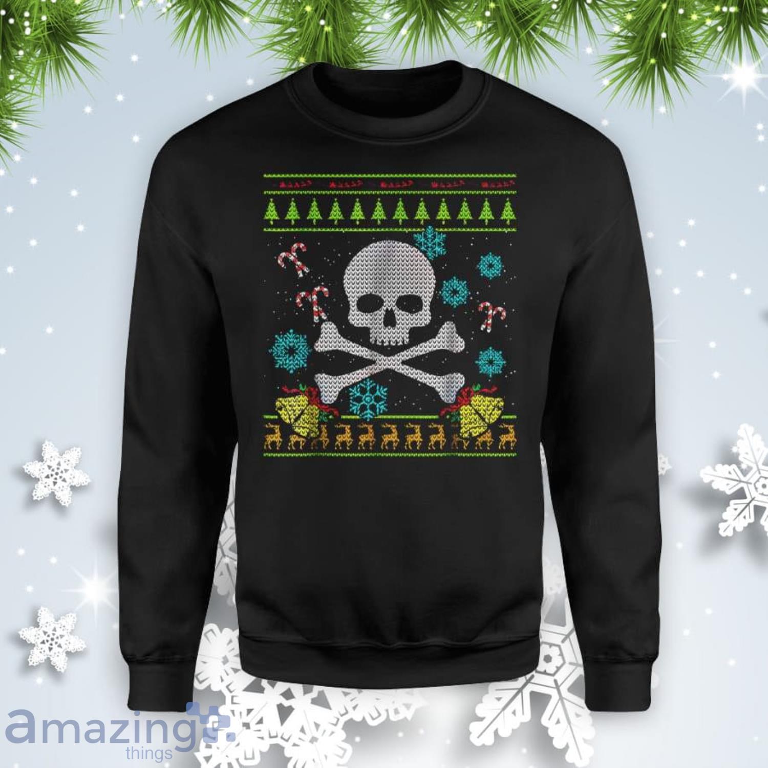 Skull Xmas Ugly Crossbones Christmas Sweatshirt Product Photo 1