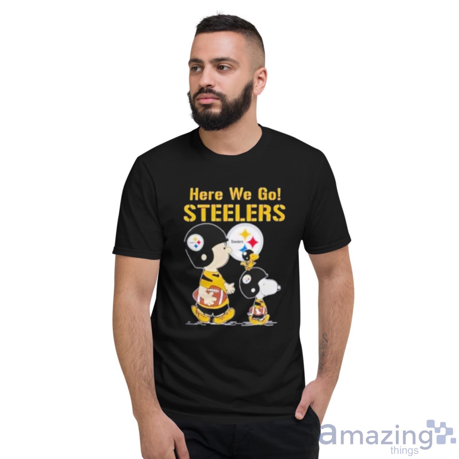 Snoopy And Charlie Brown Here We Go Steelers Shirt