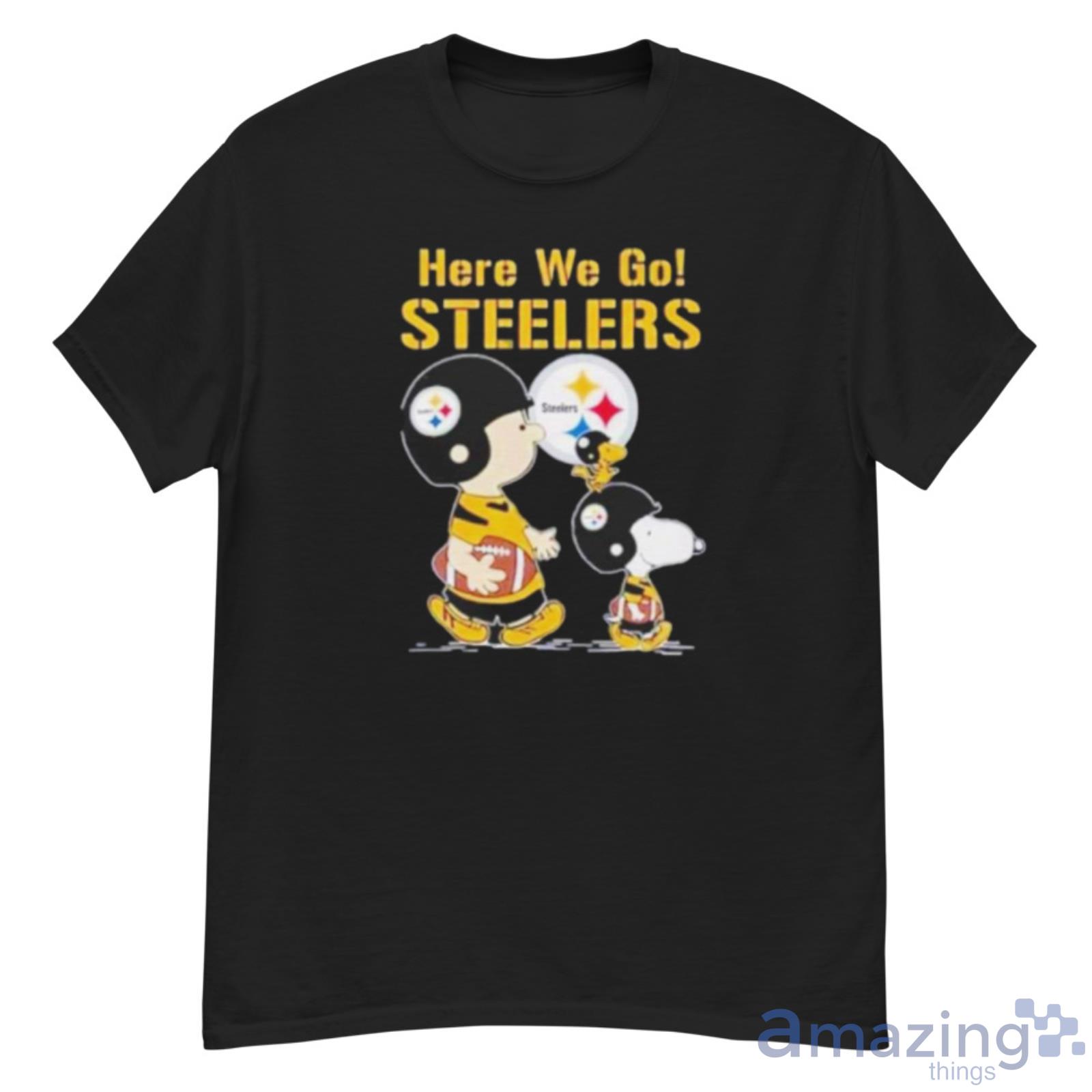 Snoopy And Charlie Brown Here We Go Steelers Shirt