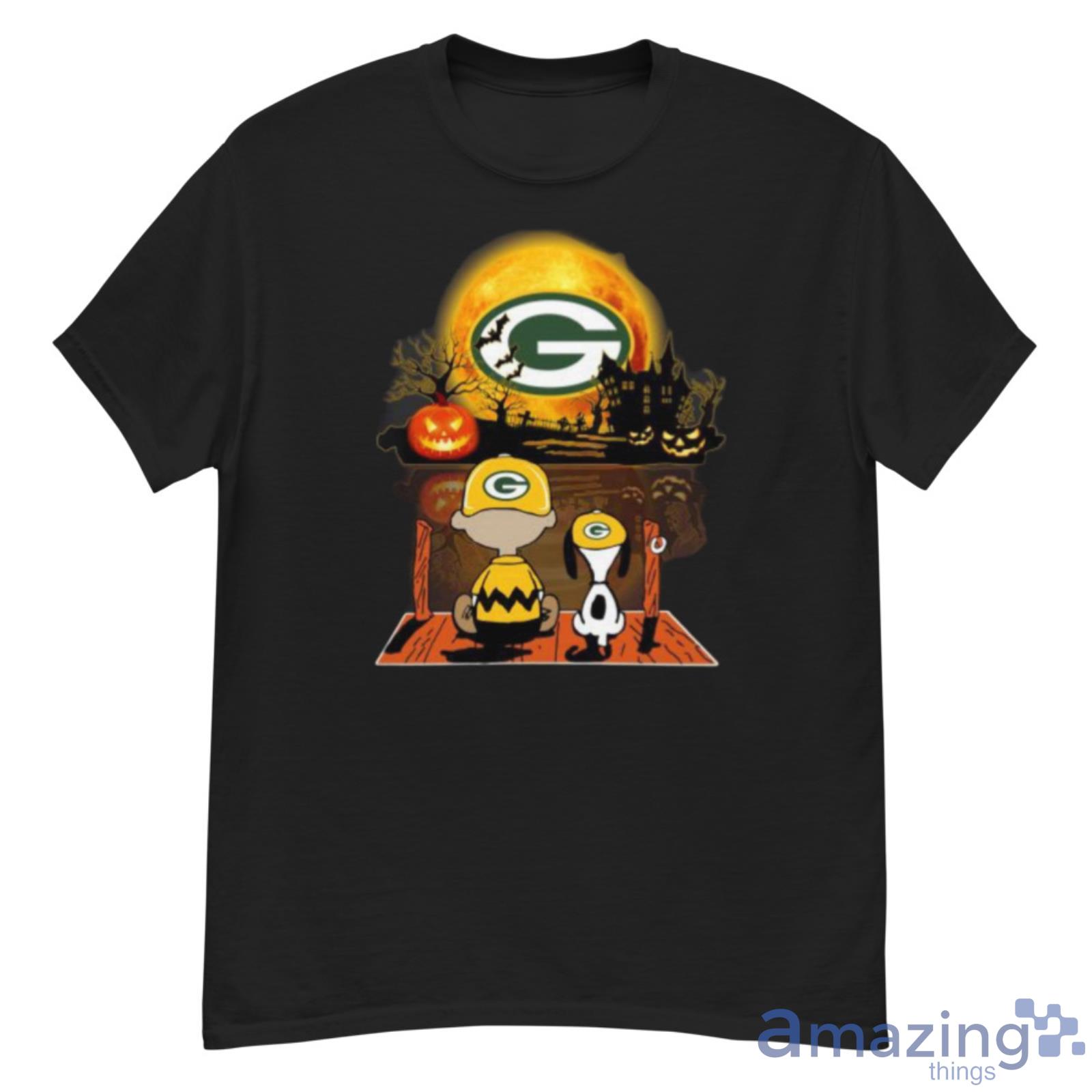 Snoopy And Charlie Brown Pumpkin Green Bay Packers Halloween Moon