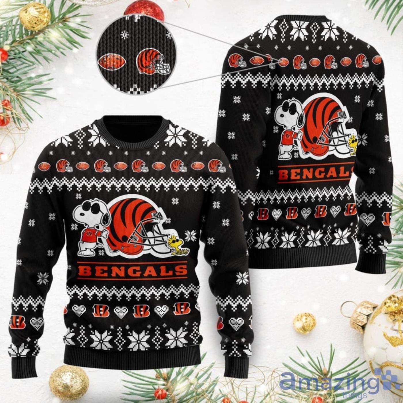 NFL Cincinnati Bengals Funny Peanuts Snoopy Woodstock Ugly Christmas Sweater  - The Clothes You'll Ever Need