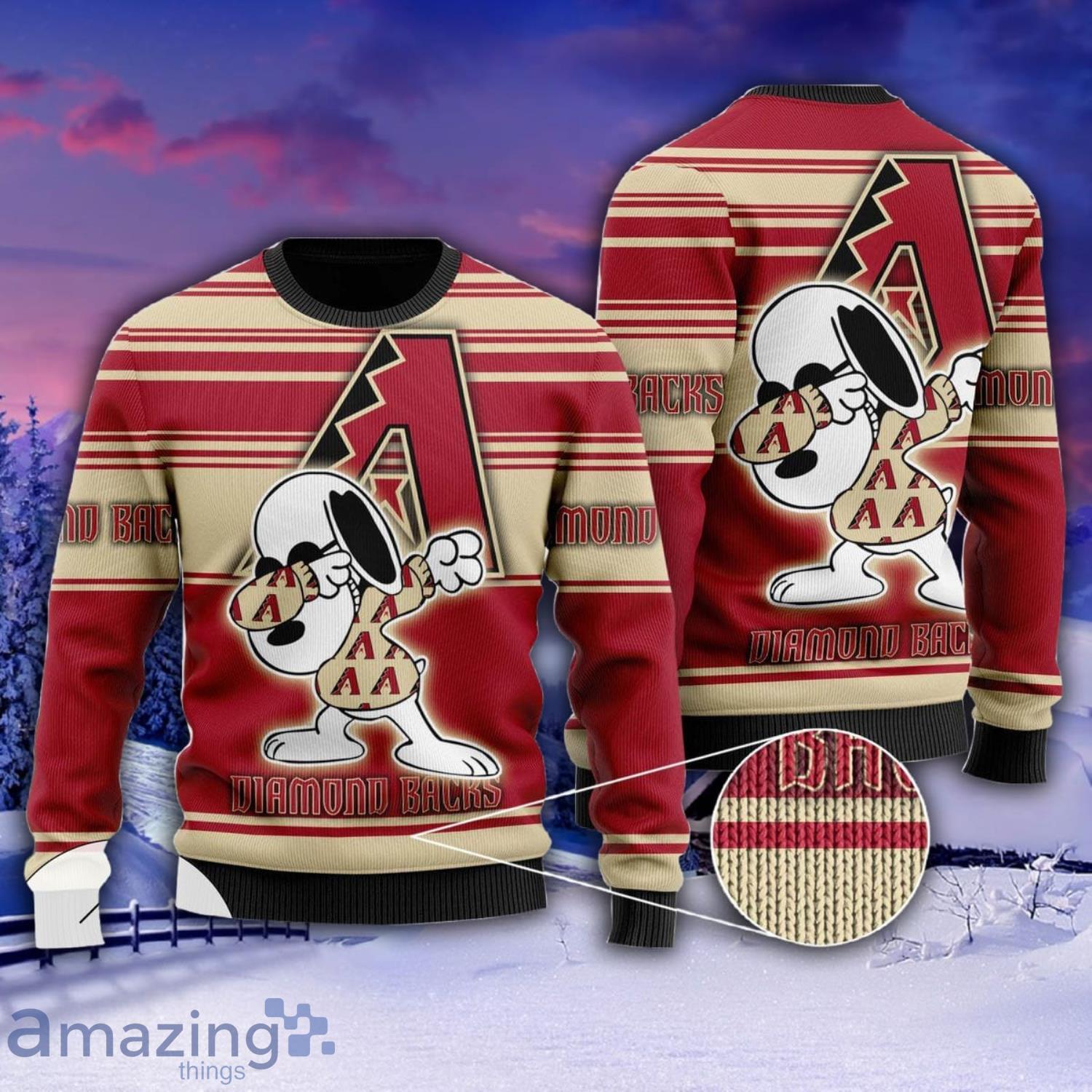 Snoopy Love Arizona Diamondbacks All Over Print Ugly Christmas Sweater Product Photo 1