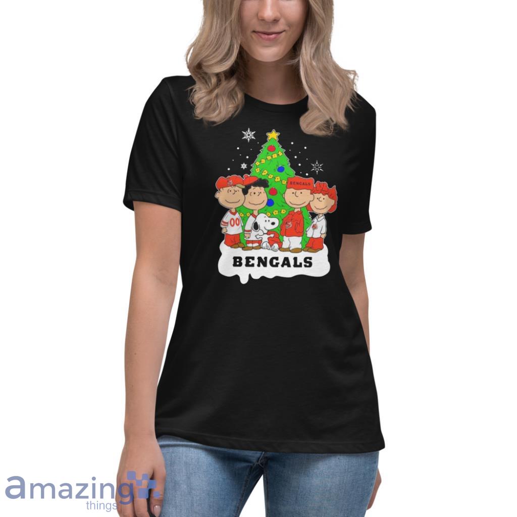 Snoopy The Peanuts Cincinnati Bengals Christmas Shirt image Snoopy The Peanuts Cincinnati Bengals Christmas Shirt - Womens Relaxed Short Sleeve Jersey Tee