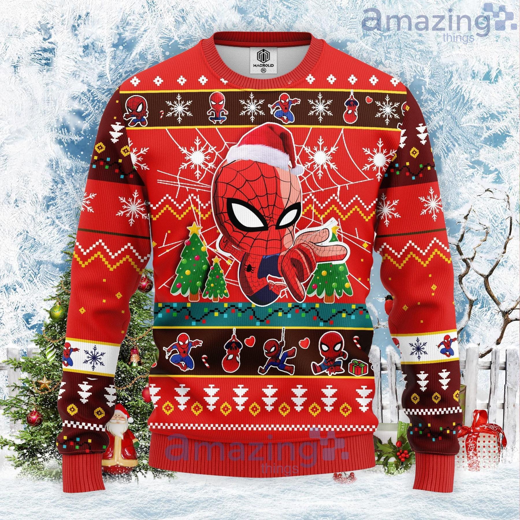 zeevruchten Bukken Consulaat Spiderman Chibi Santa Red Ugly Christmas Sweater