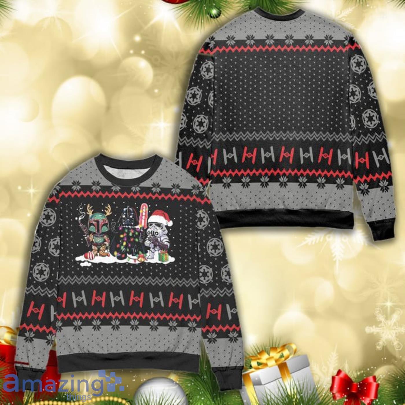 Star Wars Darth Vader Stormtrooper Boba Fett Xmas Christmas Pattern Full Print Ugly Sweater Product Photo 1