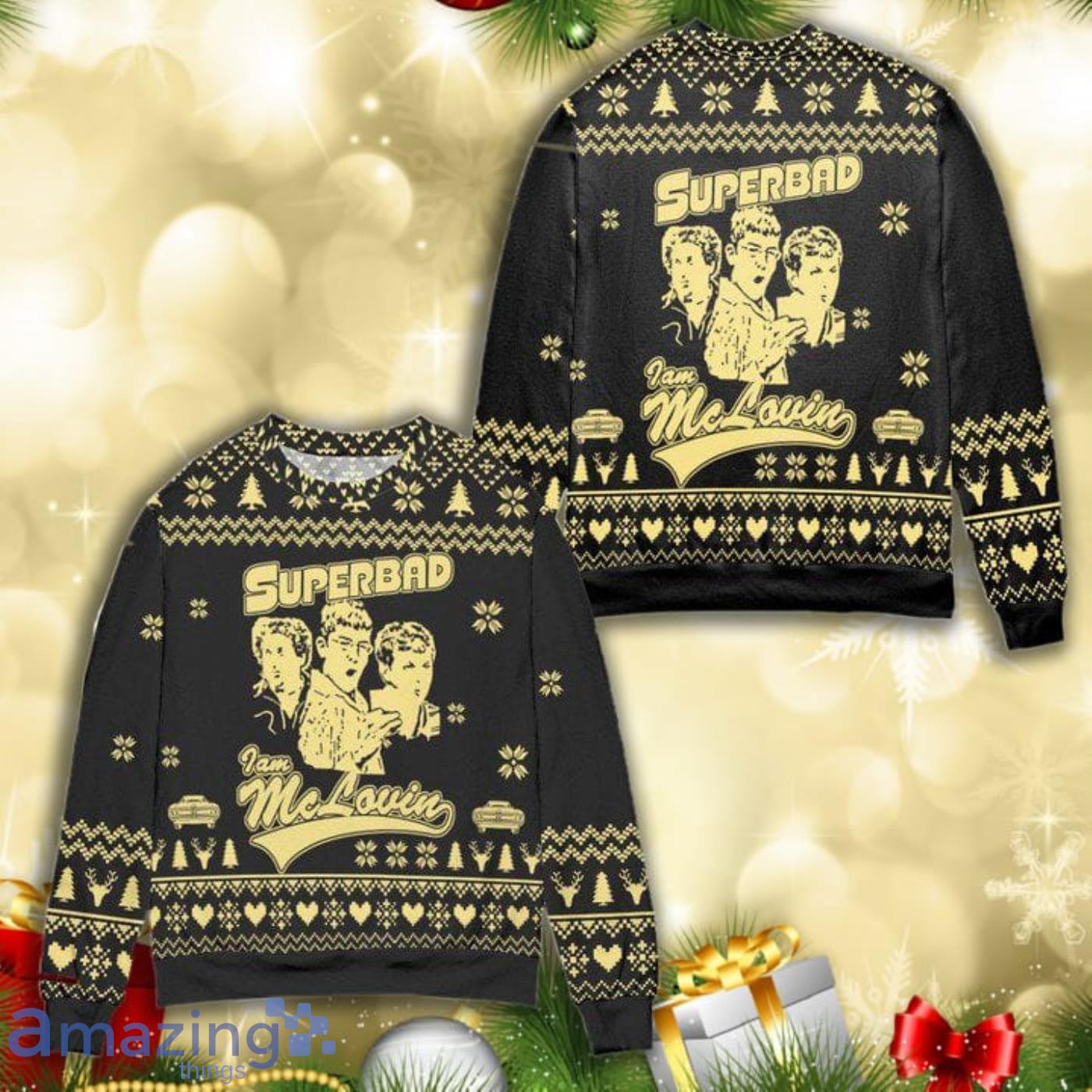 Superbad I Am Mclovin Pine Tree Snowflake Christmas Pattern Full Print Ugly Sweater Product Photo 1