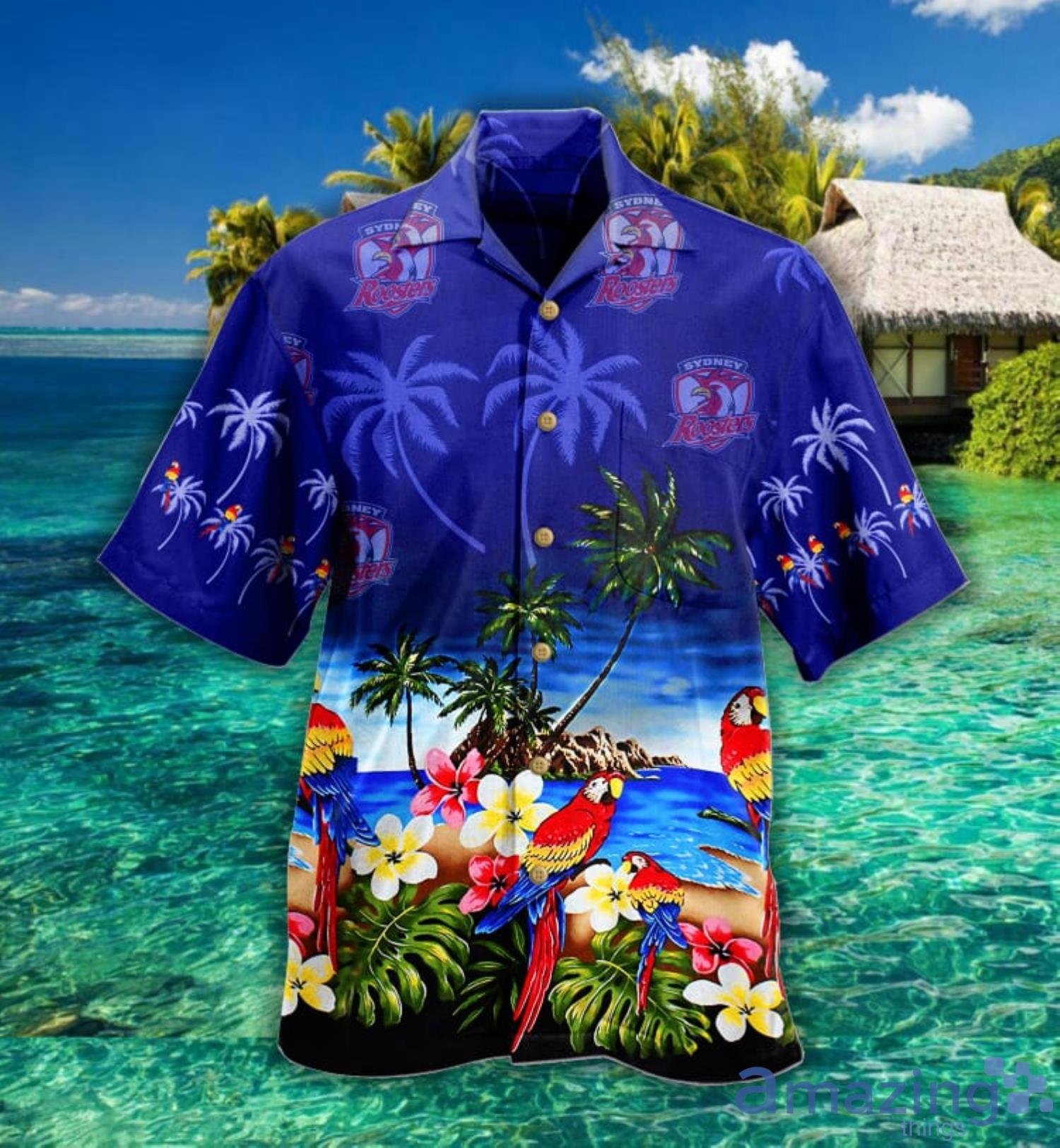 Sydney Roosters Nrl Parrot Aloha Hawaiian Shirt For Fans Product Photo 1