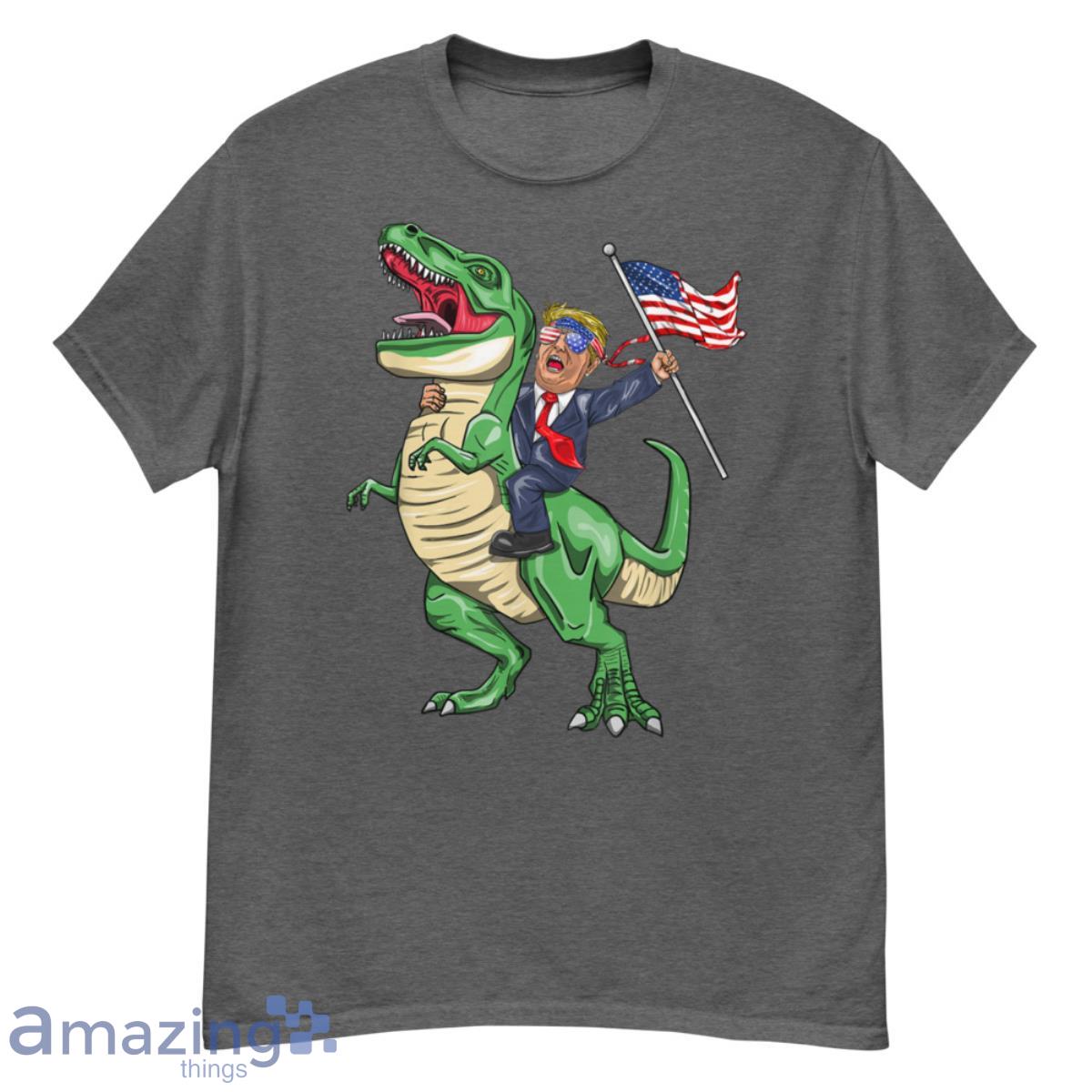 T Rex Dinosaur With Trump American Flag For Patriot Shirt - G500 Men’s Classic T-Shirt-1
