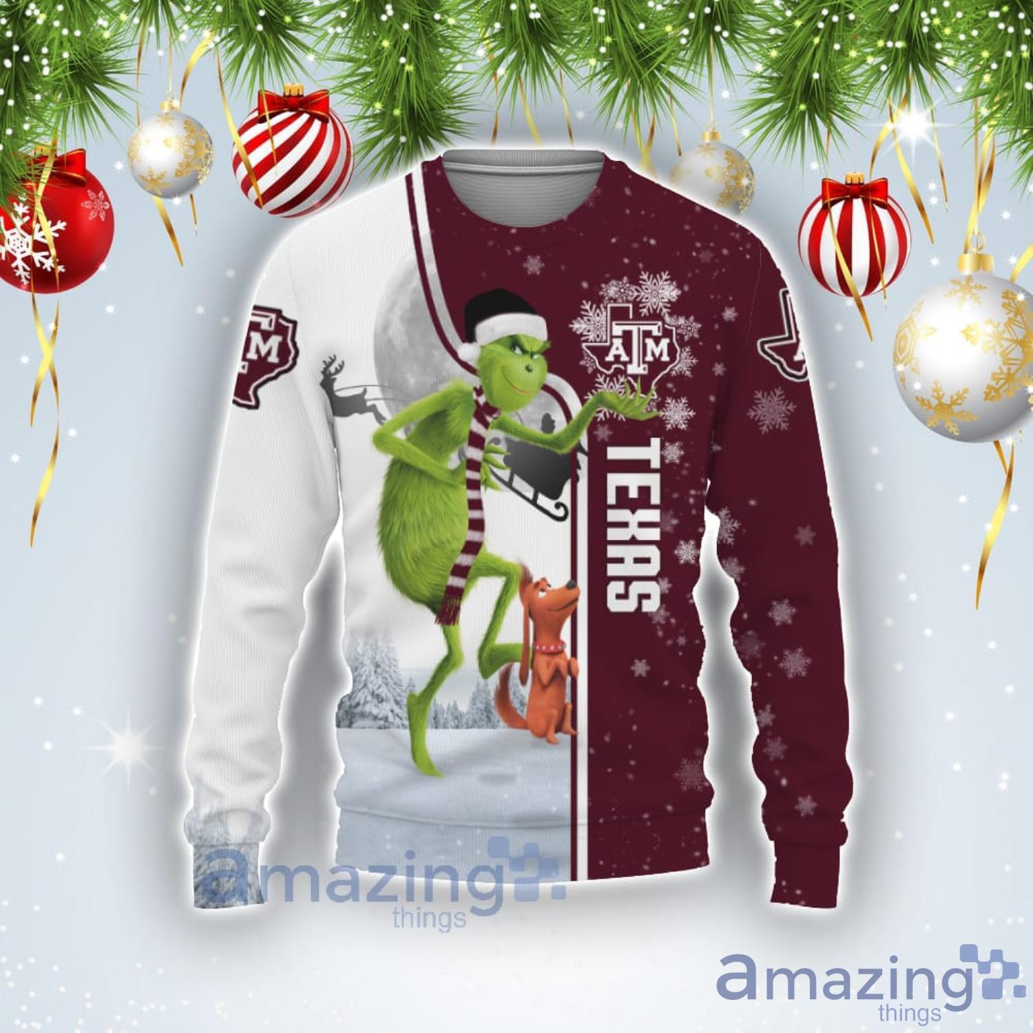 Texas AM Aggies Funny Grinch Ugly Christmas Sweater Product Photo 1