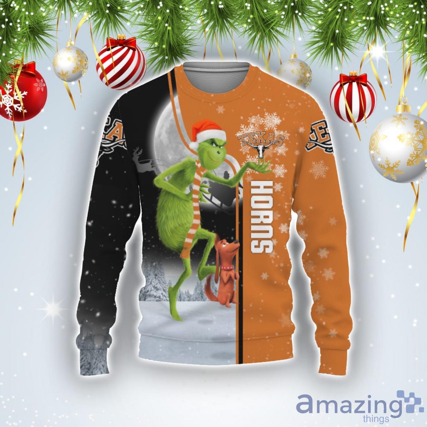 Texas Longhorns Funny Grinch Ugly Christmas Sweater Product Photo 1