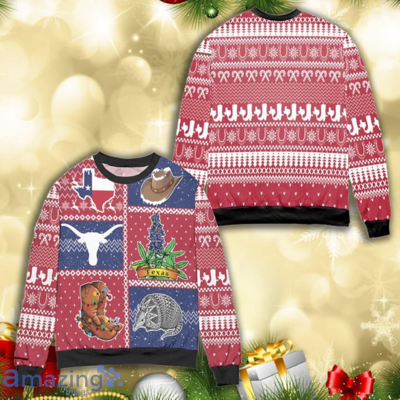 Texas State Signature Knitting Pattern 3D Ugly Christmas Sweater Product Photo 1