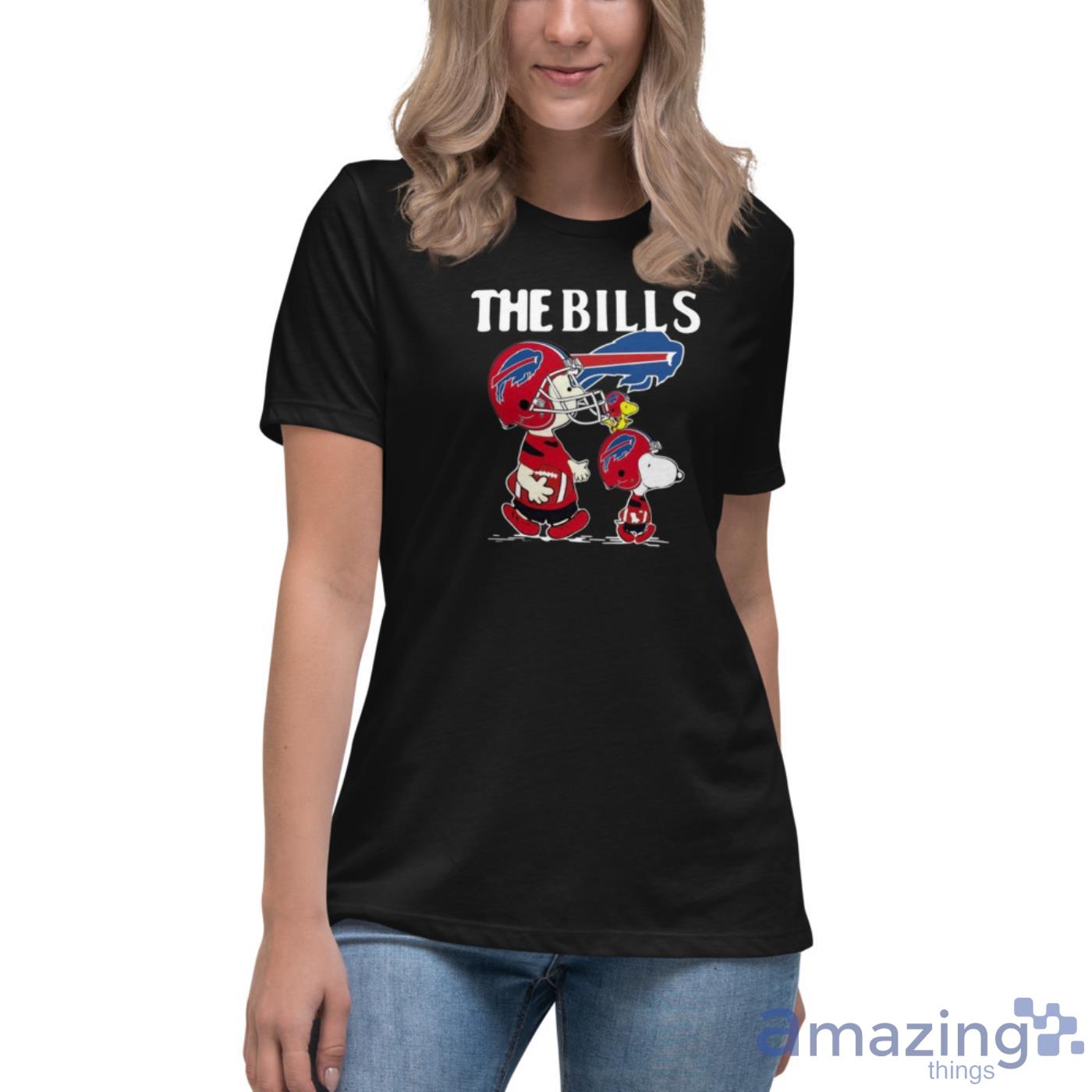 The Buffalo Bills With Red Snoopy Charlie Brown And Woodstock Shirt